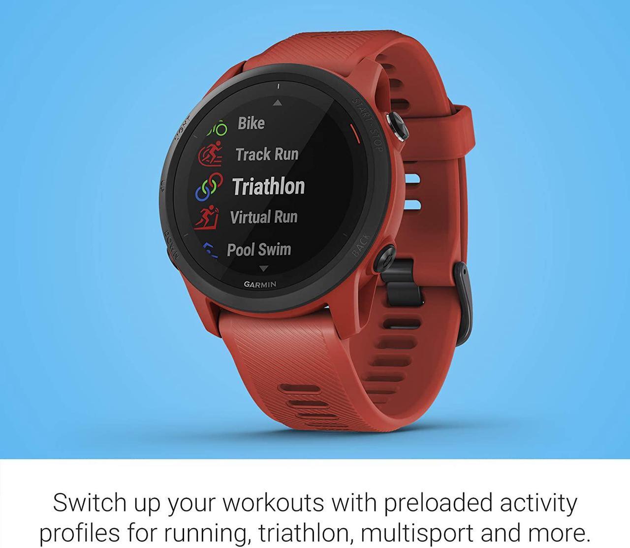 Alt view image 8 of 10 - Garmin Forerunner 745, GPS Running Watch, Detailed Training Stats and On-Device Workouts, Essential Smartwatch Functions, Red