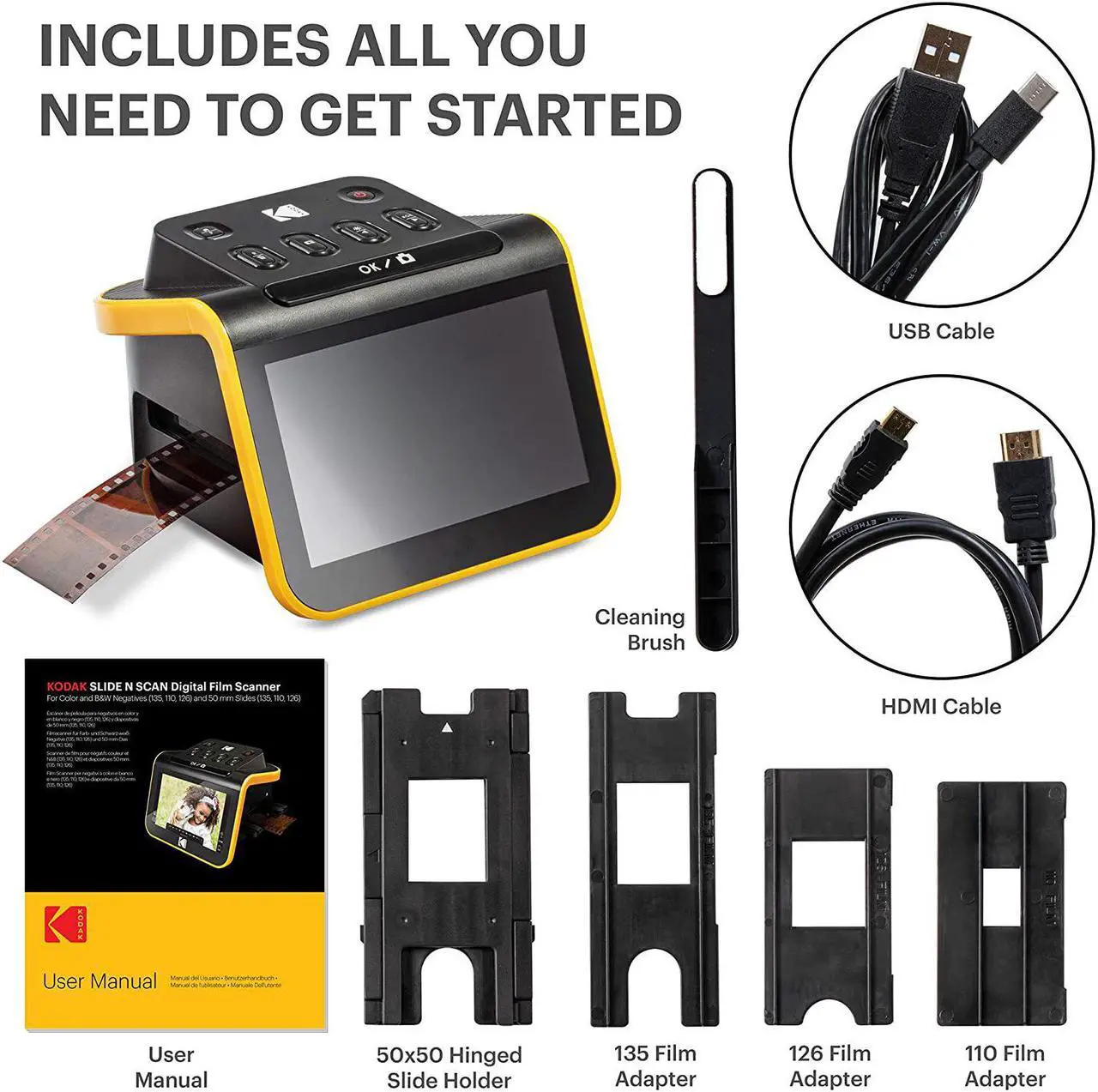 Alt view image 4 of 7 - Kodak Slide N SCAN Film and Slide Scanner with Large 5 LCD Screen, Convert Color & B&W Negatives & Slides 35mm, 126, 110 Film Negatives & Slides to High Resolution 22MP JPEG Digital Photos