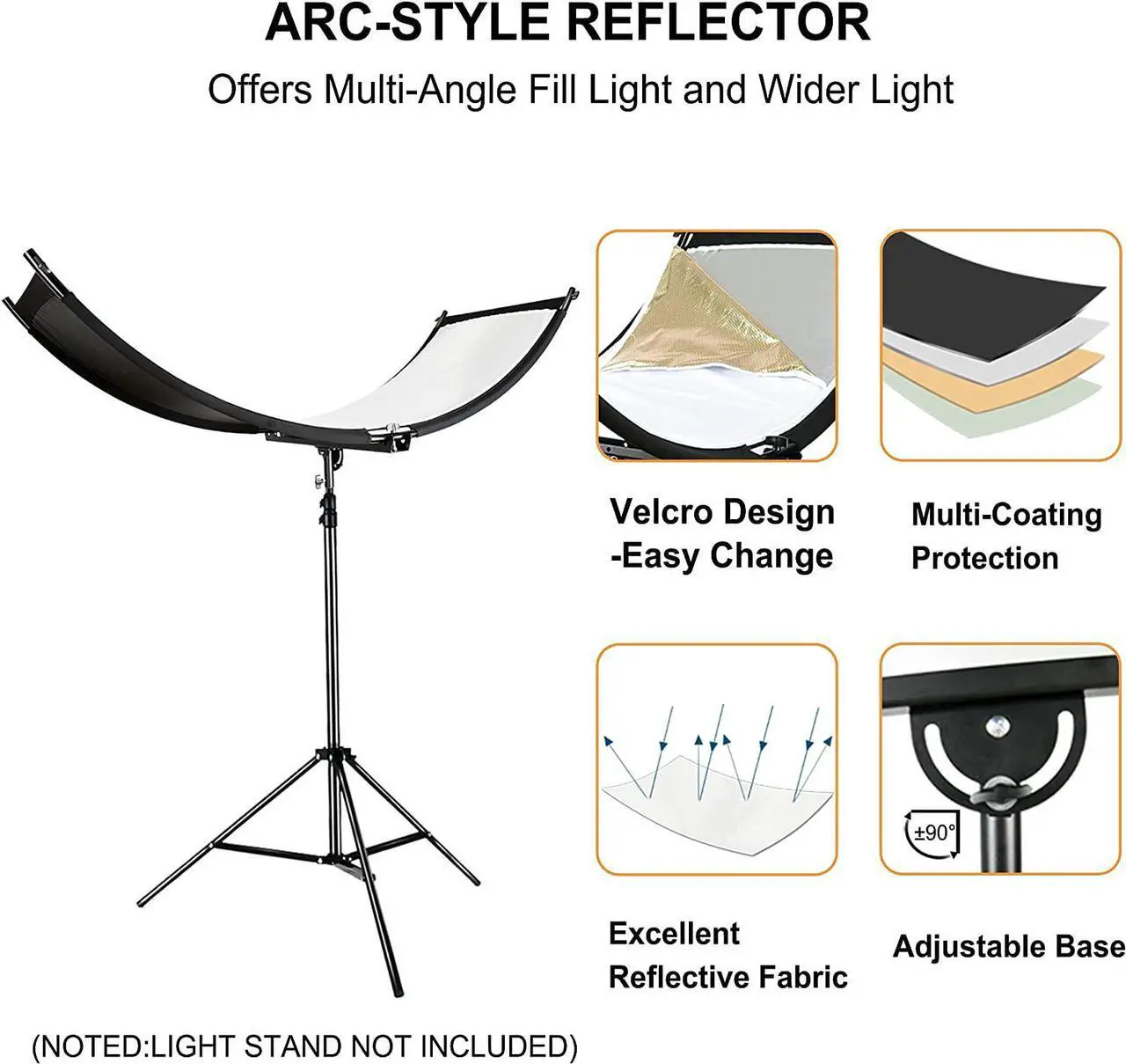 Alt view image 2 of 7 - FUDESY Clamshell Light Reflector/Diffuser,67"x24" Curved Photography Lighting Reflector for Photo Video Studio Shooting with Black/Silver/White/Gold Reflectors,Carry Bag