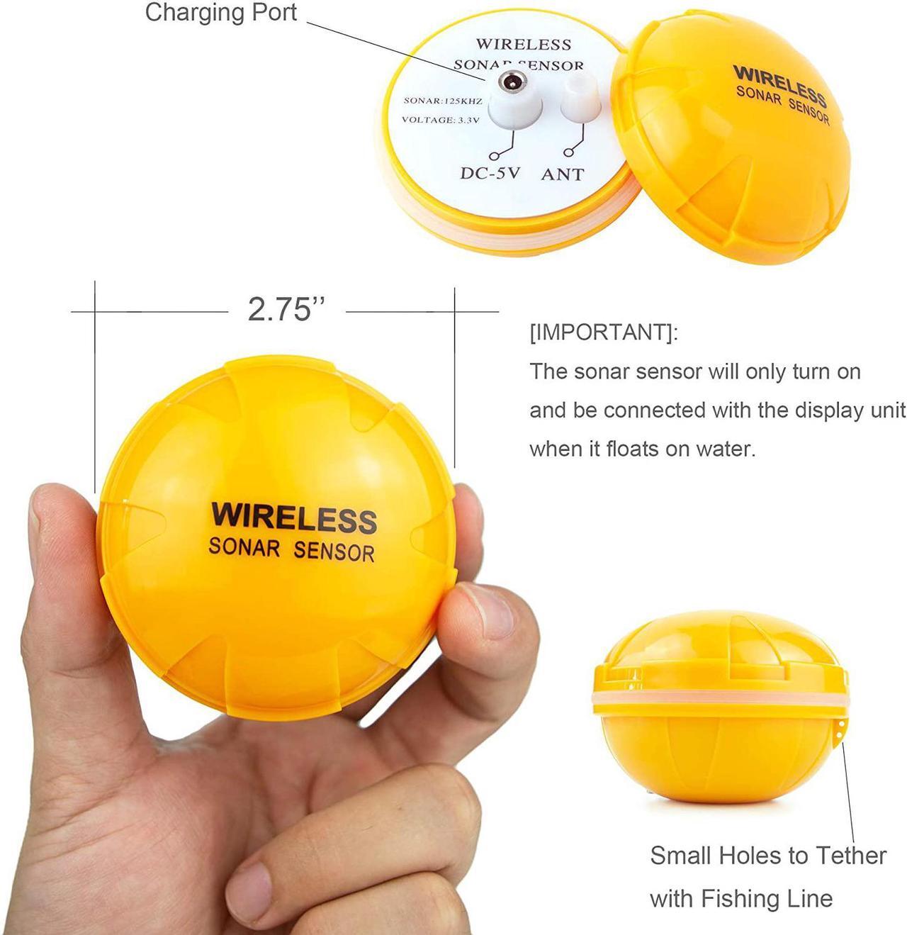 Alt view image 4 of 6 - Portable Rechargeable Fish Finder Wireless Sonar Sensor Fishfinder Depth Locator with Fish Size, Water Temperature, Bottom Contour, Color LCD Display