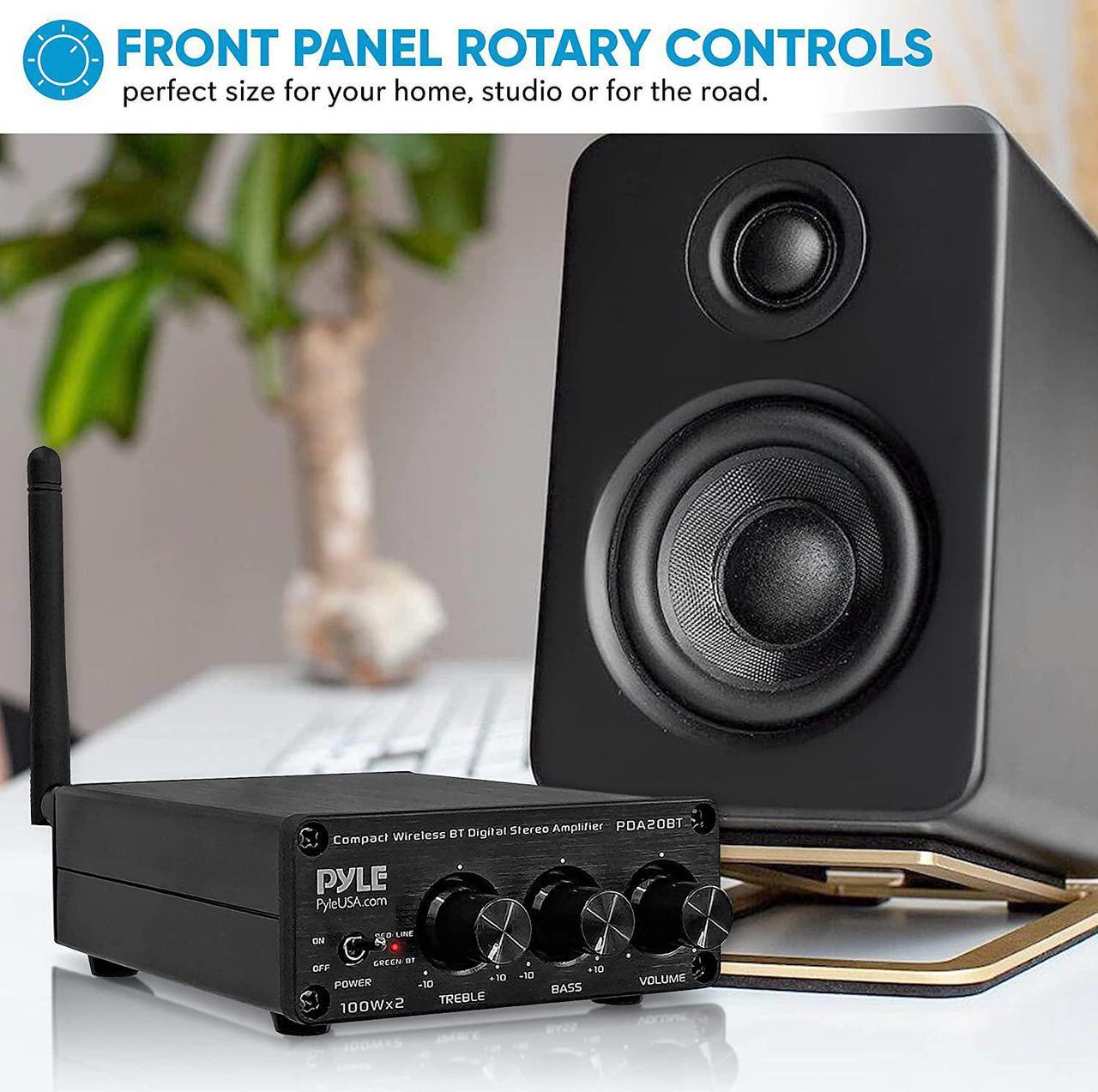 Alt view image 4 of 7 - Bluetooth HiFi Mini Audio Amplifier - Class D Digital Desktop PC Stereo Amplifier Receiver (2 x 100 Watt MAX) Aluminum Diecast- Pyle PDA20BT, Welcome to consult