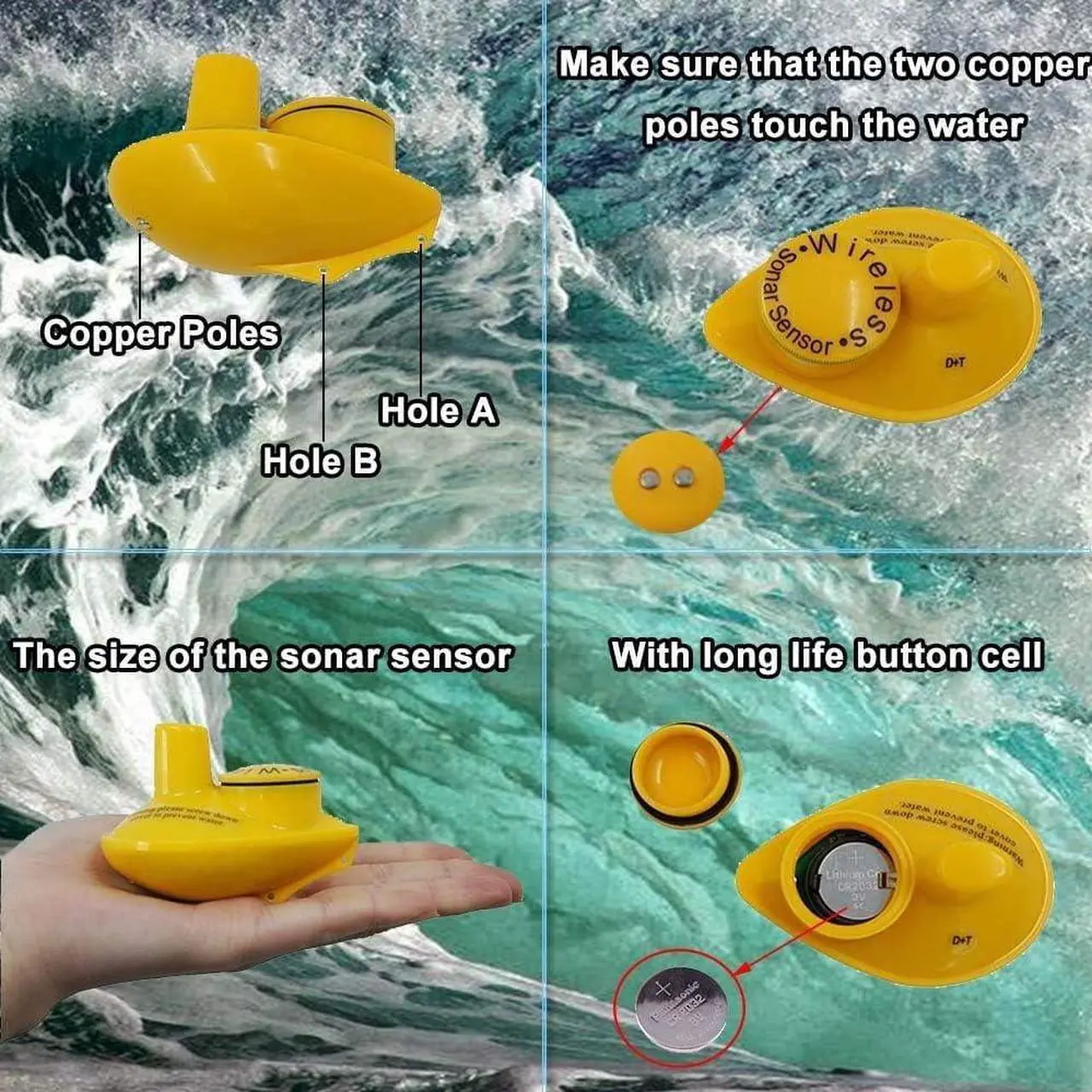 Alt view image 4 of 7 - Sonar Handheld Fish Finder Wireless Transducer Handheld Fish Finders Boat Kayak LCD Depth Finder Portable Display Sensor