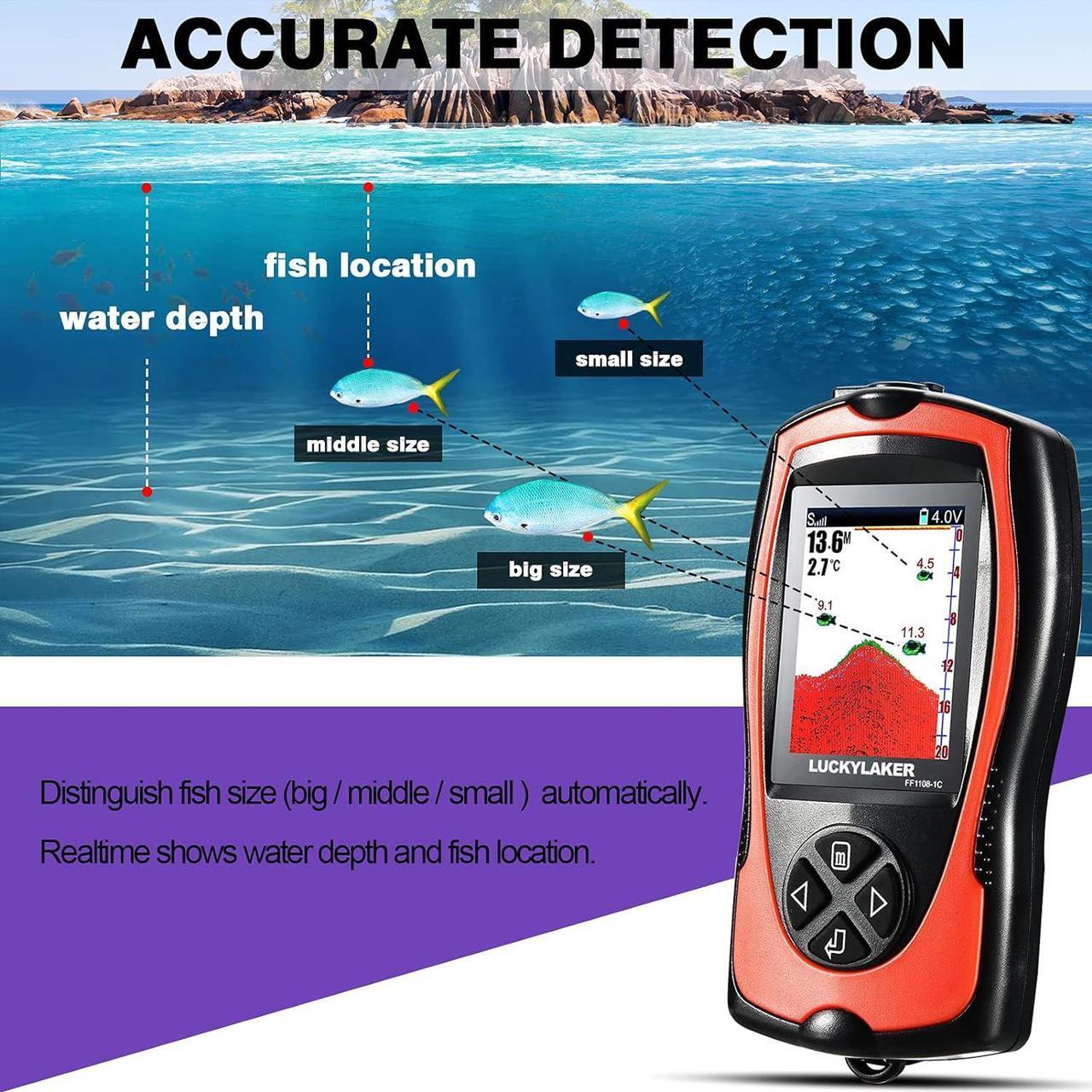 Alt view image 2 of 7 - Portable Display Fish Finder Boat Handheld Transducer Fish Finders Kayak Water Sensor Depth Finder LCD Wired Cable Ice Sea Fishing