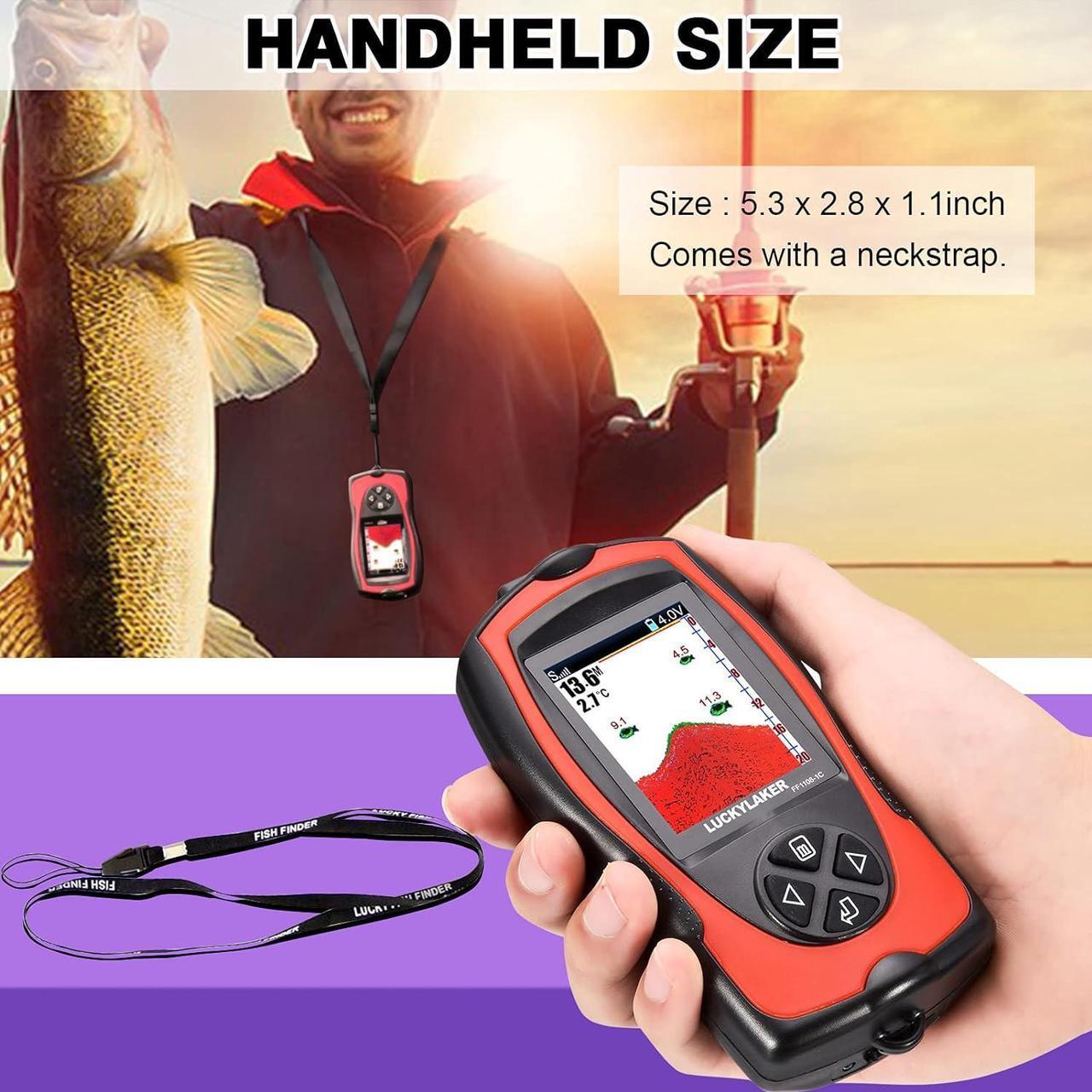 Alt view image 4 of 7 - Portable Display Fish Finder Boat Handheld Transducer Fish Finders Kayak Water Sensor Depth Finder LCD Wired Cable Ice Sea Fishing