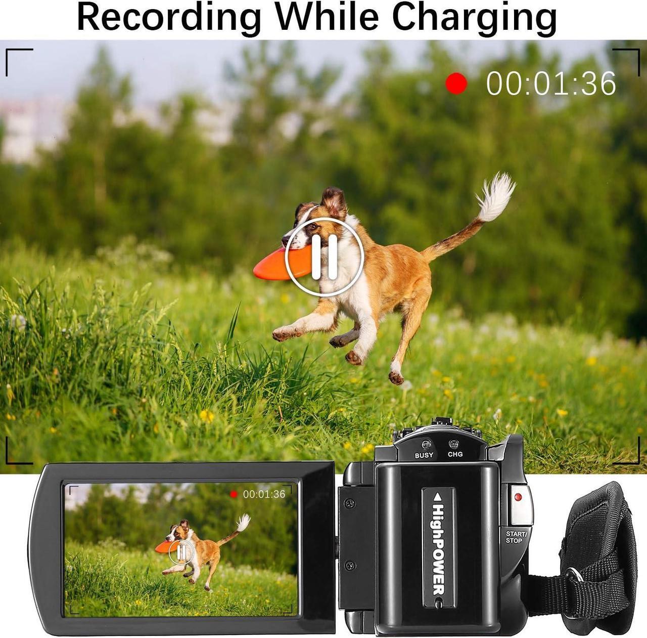 Alt view image 7 of 7 - Video Camera Camcorder Digital Camera Recorder Full HD 1080P 15FPS 24MP 3.0 Inch 270 Degree Rotation LCD 16X Digital Zoom Camcorder Camera with 2 Batteries(Black)