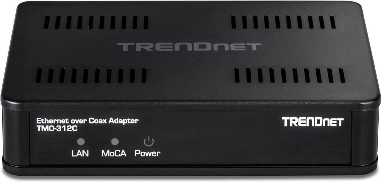 Alt view image 7 of 7 - TRENDnet Ethernet Over Coax MoCA 2.5 Adapter, TMO-312C, Backward Compatible with MoCA 2.0/1.1/1.0, RJ-45 Gigabit LAN Port, Supports Net Throughput up to 1Gbps, Support up to 16 Nodes, Black