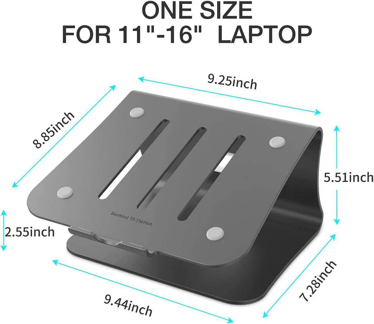 Alt view image 2 of 6 - Laptop Stand Aluminum Cooling Computer Stand Holder for Apple MacBook Air Pro 11-16" Laptops (Gray)