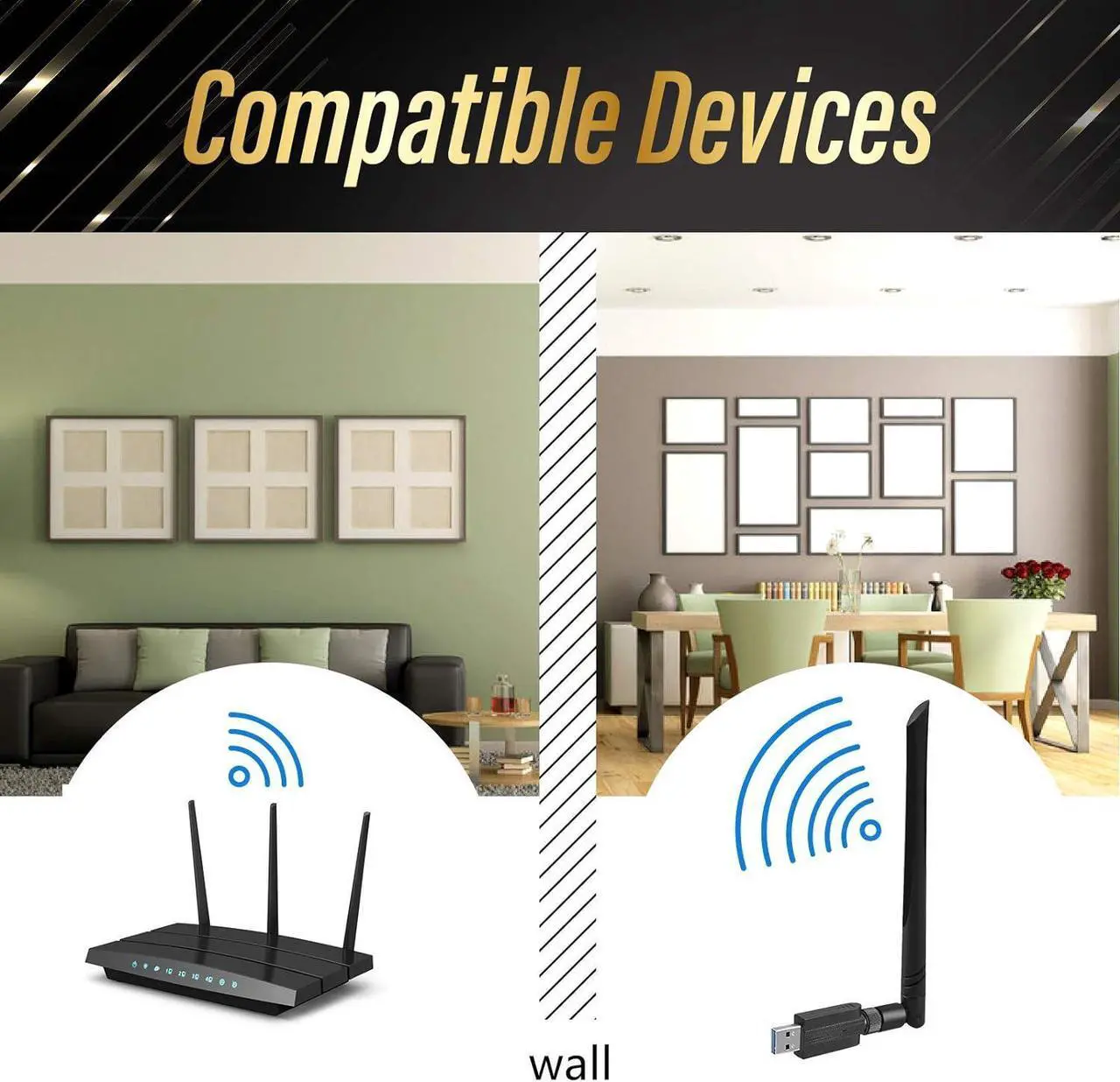 Alt view image 6 of 7 - USB WiFi Adapter  1200M WiFi Dongle High Speed 802.11ac 5dBi Dual Band 2.4/5GHz Wireless Network Adapter for PC/Desktop/Tablet/Laptop, Compatible with Windows, Mac OS X