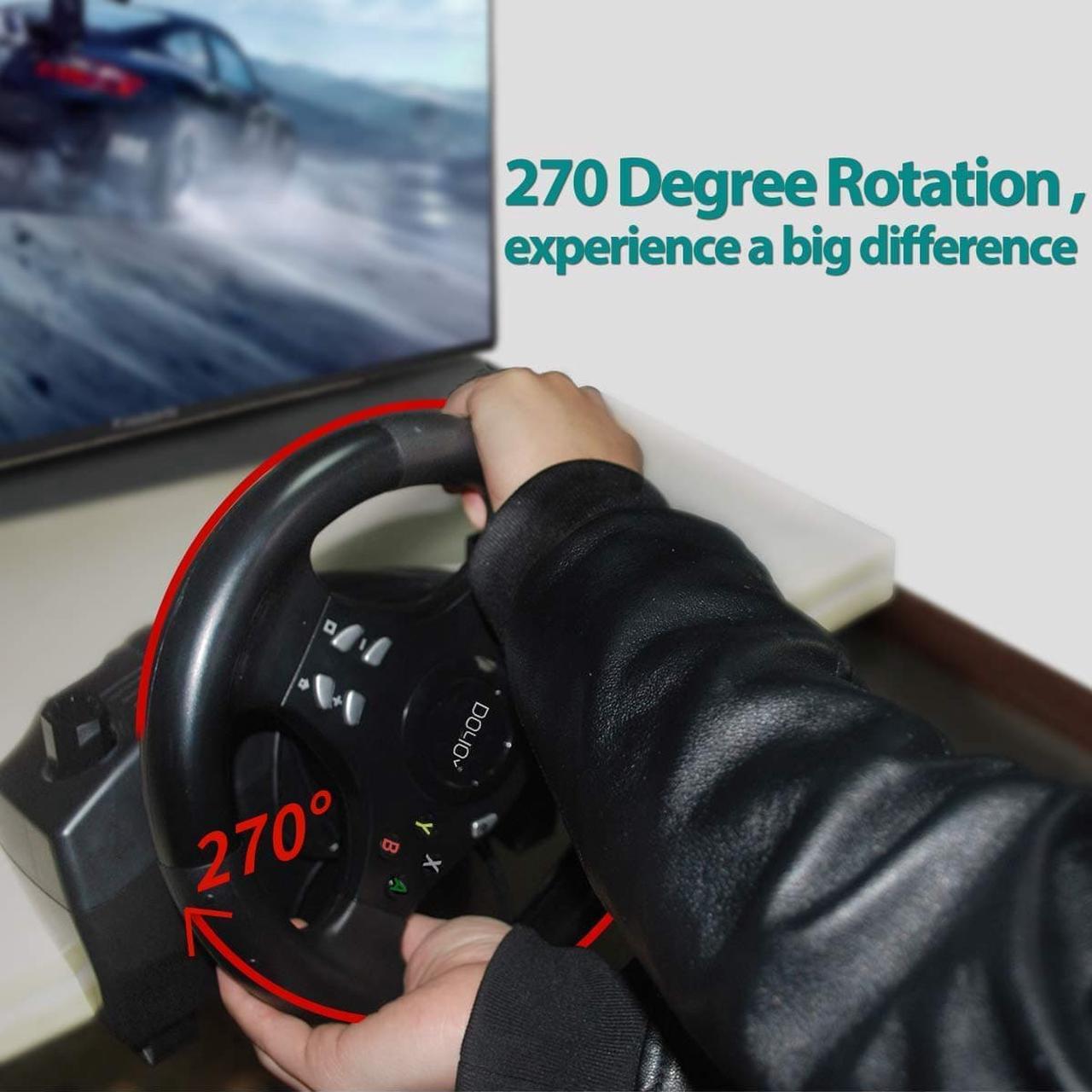 Alt view image 7 of 7 - Gaming Racing Wheel Xbox One Steering Wheels Driving Sim Car Simulator Volante PC Pedals and Paddle Shifters for PC, Xbox Series X S, Xbox360, PS4, PS3, Switch, Android TV