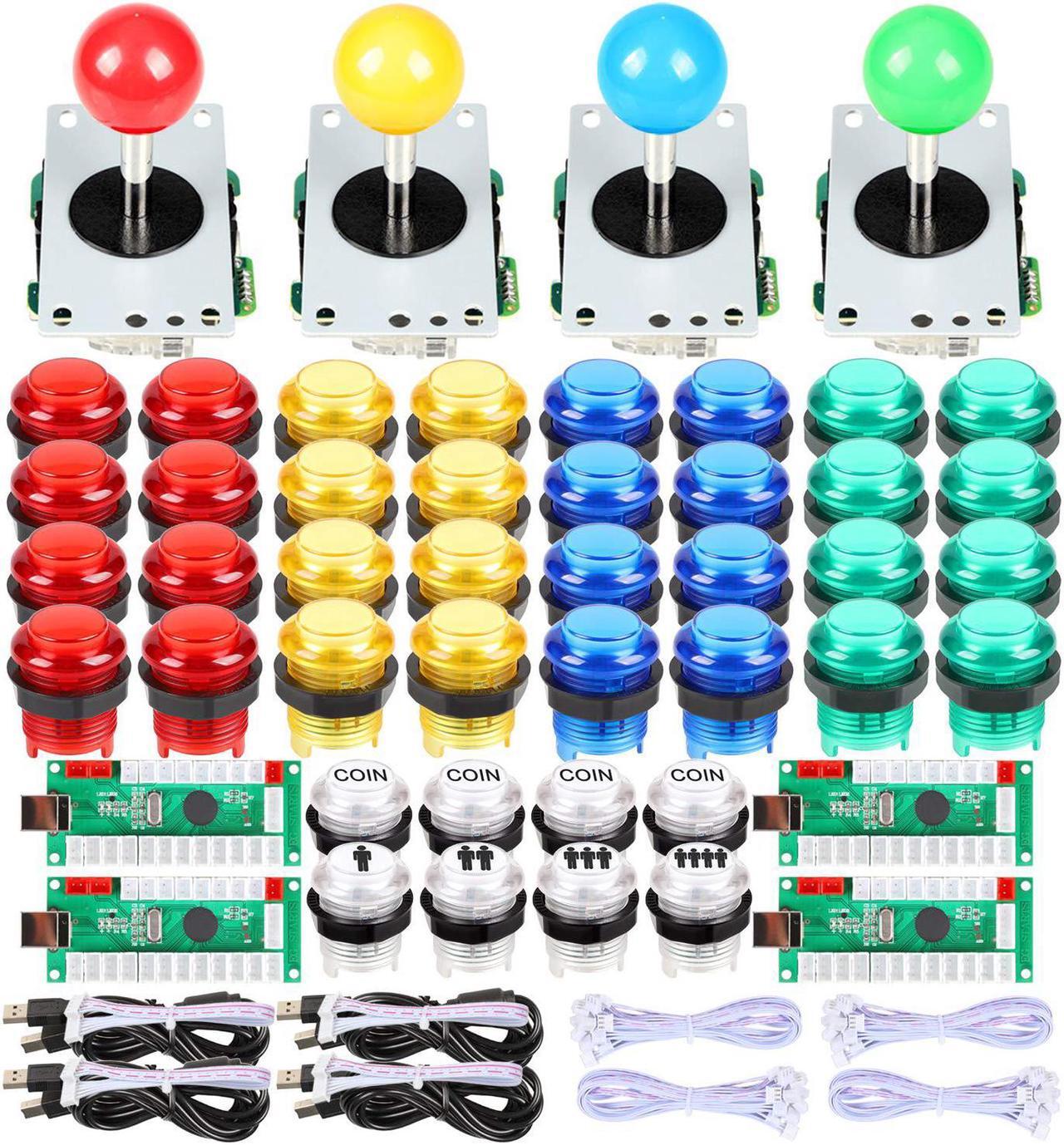 Main image of EG Starts 4 Player Classic DIY Arcade Joystick Kit Parts USB Encoder To PC Controls Games + 4/8 Way Stick + 5V led Illuminated Push Buttons Compatible Video Game Consoles Mame Raspberry Pi & 4 Colors