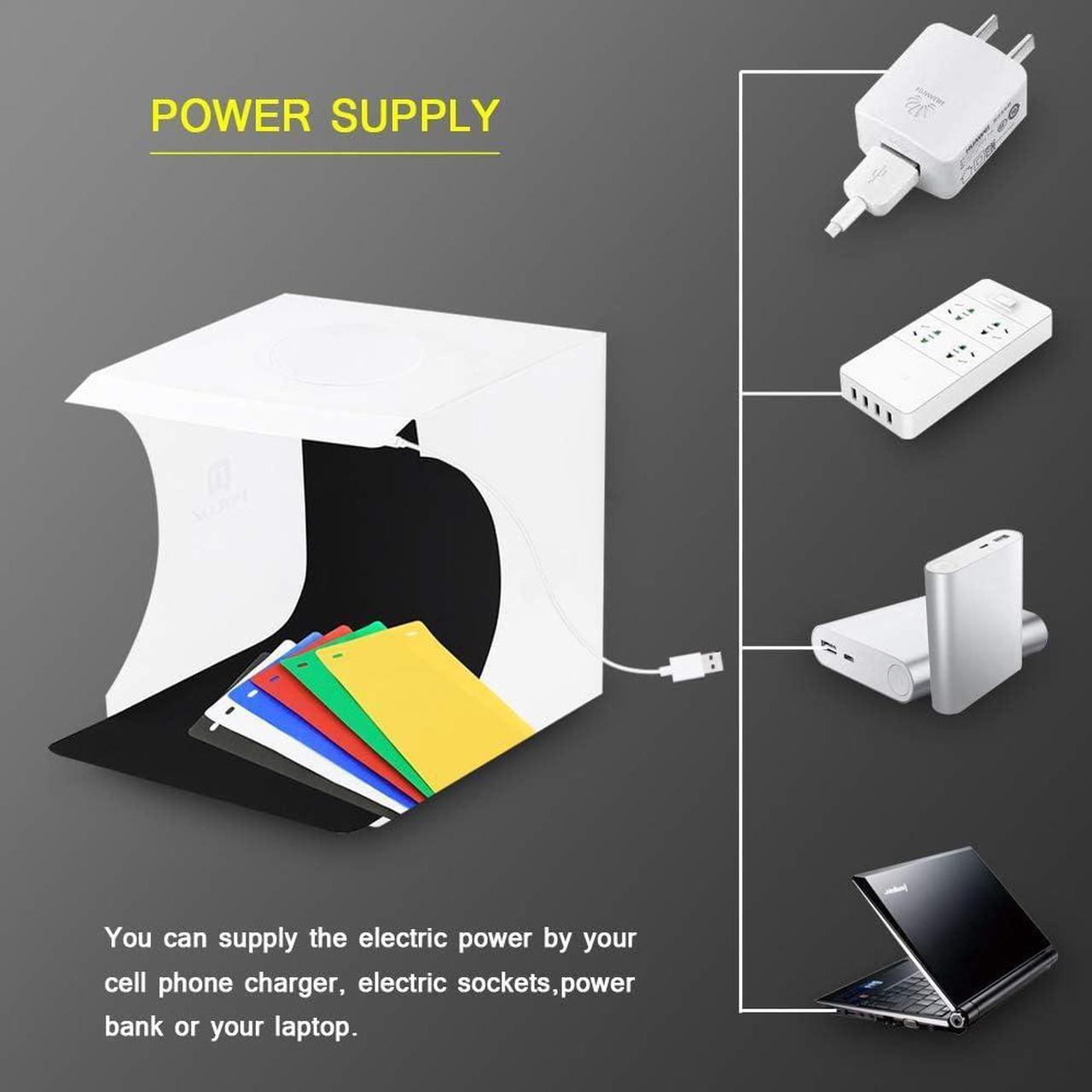 Alt view image 3 of 7 - Mini Photo Studio Tent Jewelry Light Box Kit, SENLIXIN Portable Foldable Small Home Photography Studio Light Box Booth Shooting Tent with LED Light Strips - with 6 Color Background (20x20x20cm)