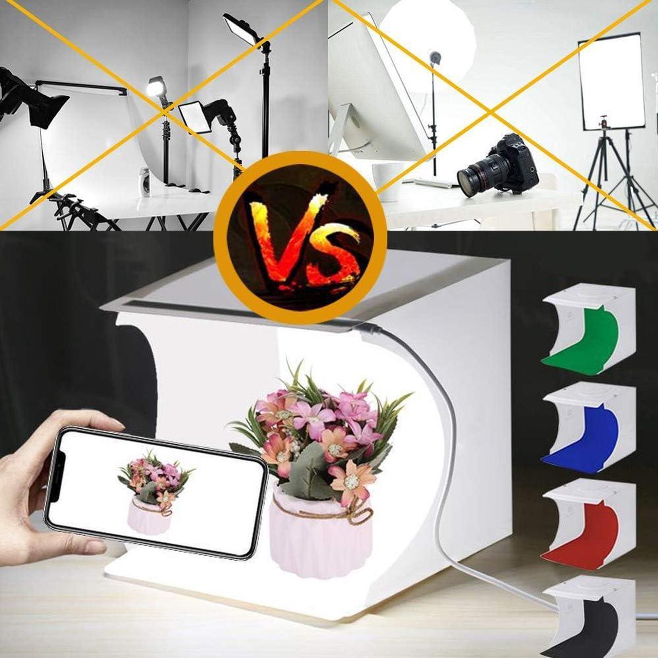 Alt view image 5 of 7 - Mini Photo Studio Tent Jewelry Light Box Kit, SENLIXIN Portable Foldable Small Home Photography Studio Light Box Booth Shooting Tent with LED Light Strips - with 6 Color Background (20x20x20cm)