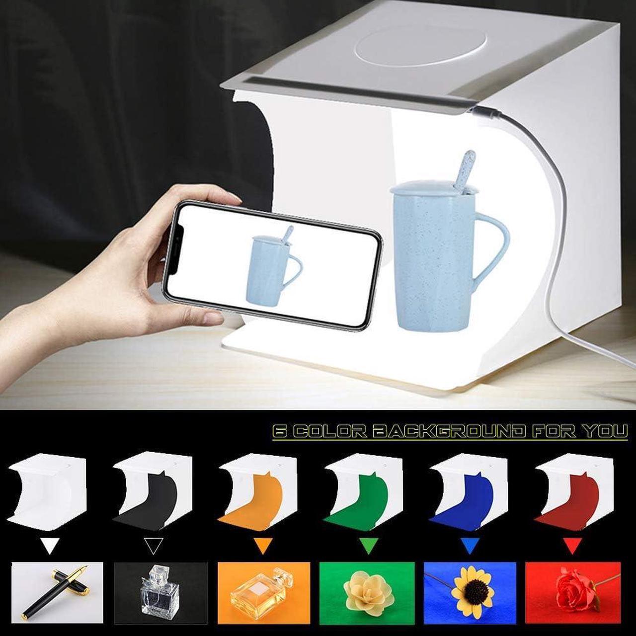 Alt view image 6 of 7 - Mini Photo Studio Tent Jewelry Light Box Kit, SENLIXIN Portable Foldable Small Home Photography Studio Light Box Booth Shooting Tent with LED Light Strips - with 6 Color Background (20x20x20cm)