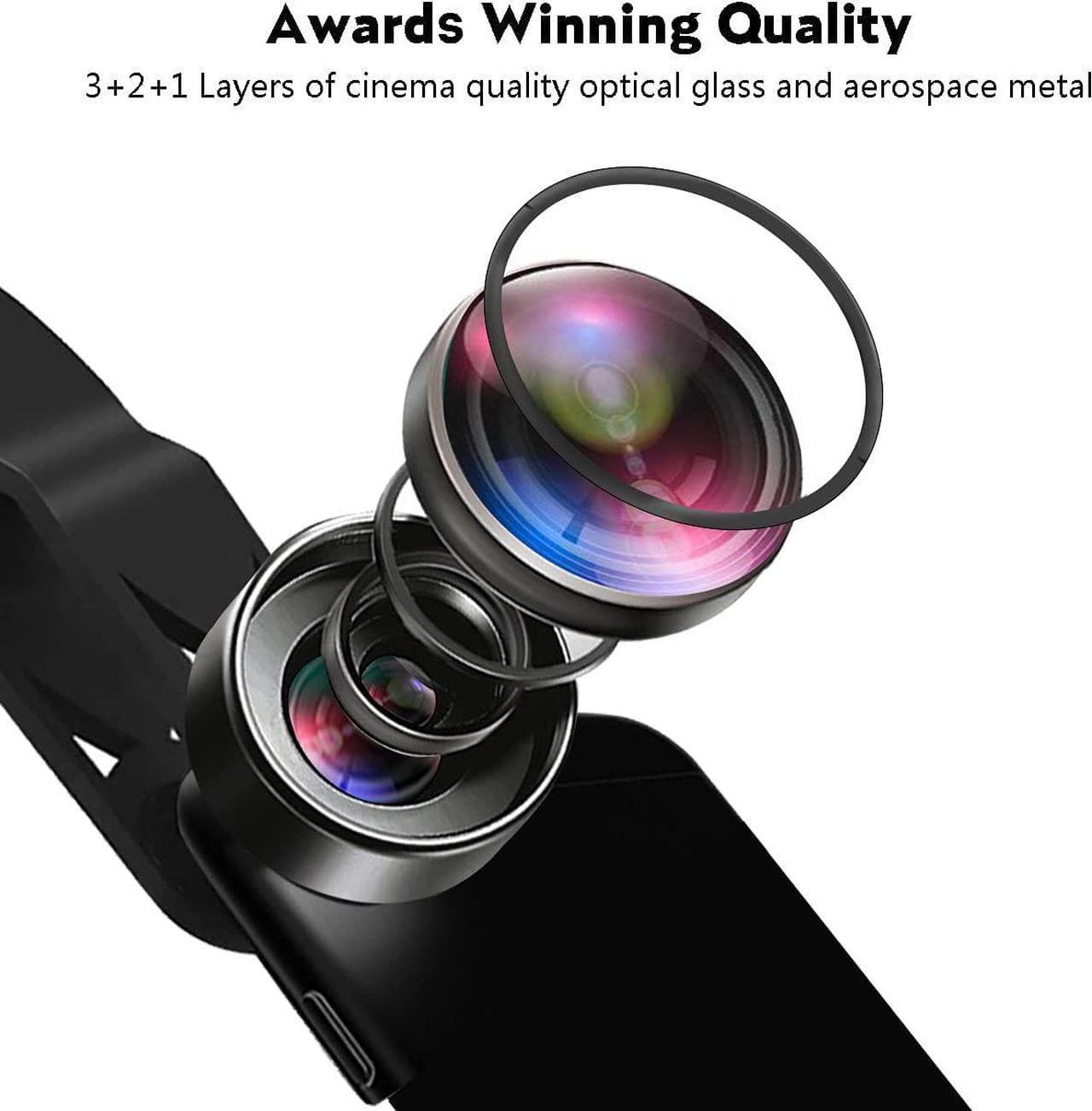 Alt view image 2 of 6 - KEYWING Phone Camera Lens 3 in 1 Phone Lens Kit, 198 Fisheye Lens + 120 Super Wide-Angle Lens + 20x Macro Lens for iPhone Samsung Android Smartphone Black 3in1