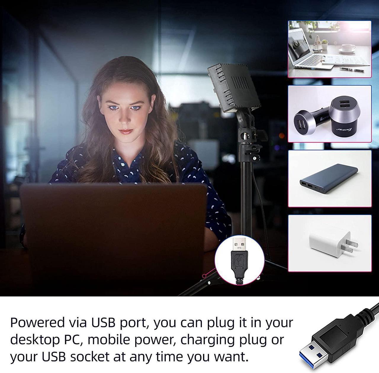 Alt view image 4 of 7 - RGB Photography Lighting,USB Powered 2600K-6000K LED Tabletop Light with Stand, for Zoom Calls Video Conference Webcam Meeting Tiktok Game Streaming YouTube Photo Video Studio Shooting 2 Packs