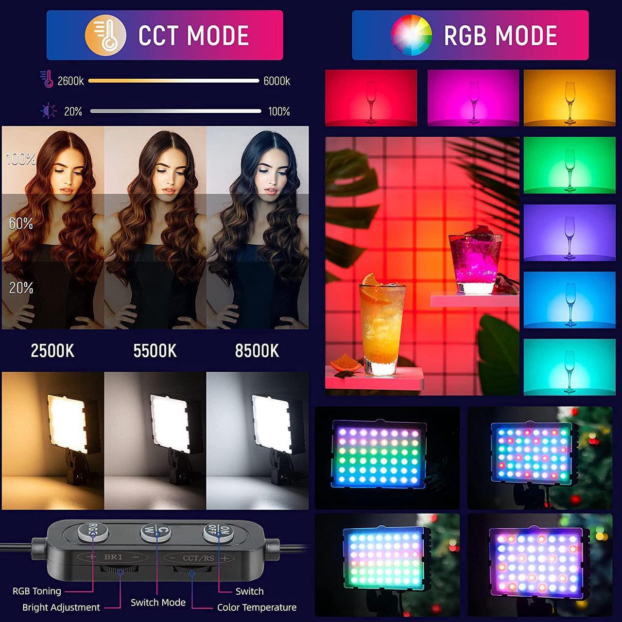 Alt view image 3 of 7 - RGB Photography Lighting,USB Powered 2600K-6000K LED Tabletop Light with Stand, for Zoom Calls Video Conference Webcam Meeting Tiktok Game Streaming YouTube Photo Video Studio Shooting 2 Packs