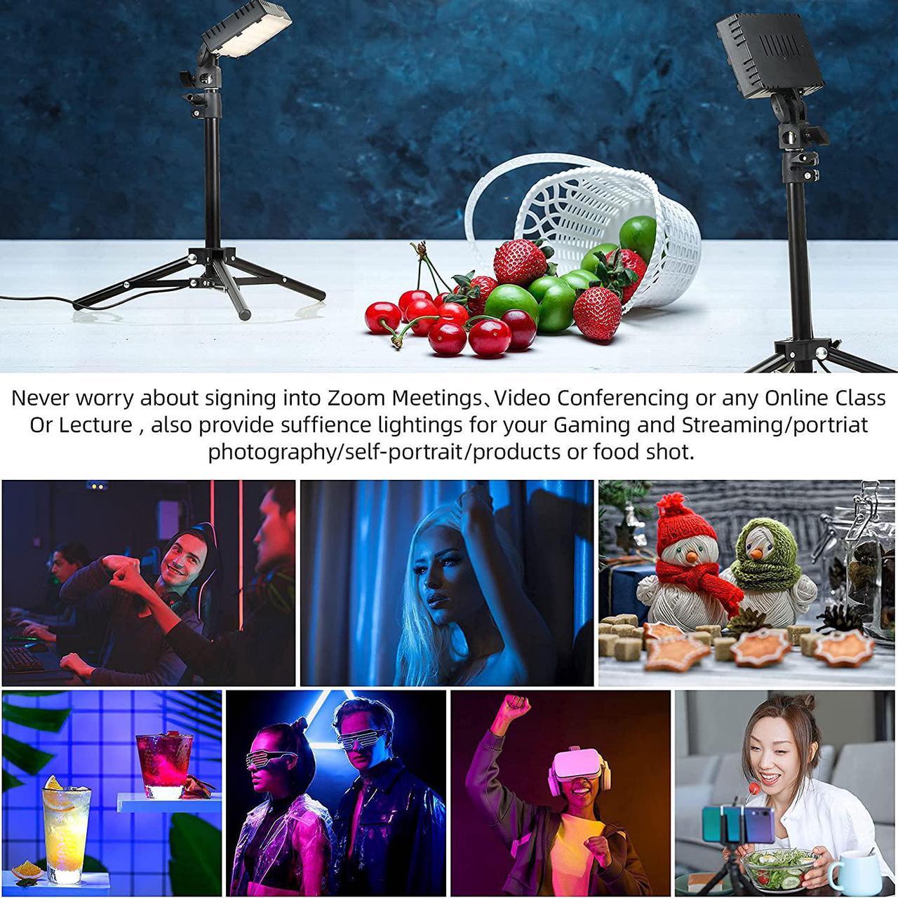 Alt view image 5 of 7 - RGB Photography Lighting,USB Powered 2600K-6000K LED Tabletop Light with Stand, for Zoom Calls Video Conference Webcam Meeting Tiktok Game Streaming YouTube Photo Video Studio Shooting 2 Packs