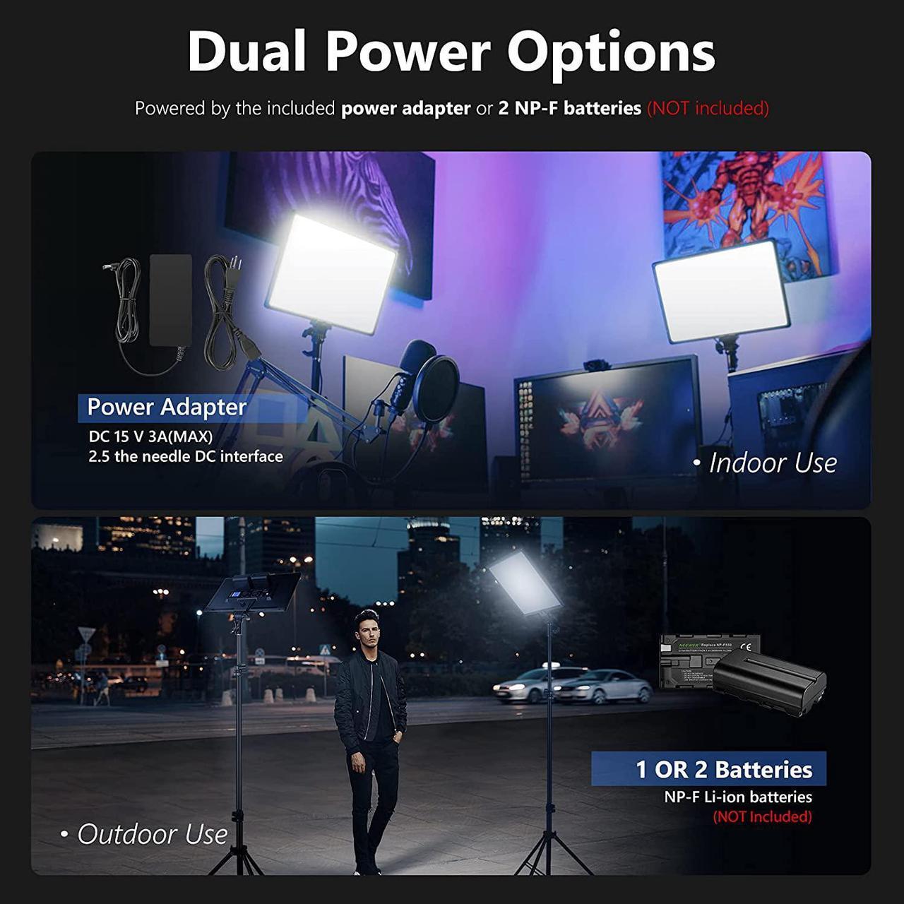 Alt view image 6 of 7 - Neewer 18" Led Video Light Panel Lighting Kit with Remote, 2-Pack 45W Dimmable Bi-Color +Light Stand, 3200K5600K Soft Light CRI 97+ 4800Lux for Game/Live Streaming/YouTube/Photography