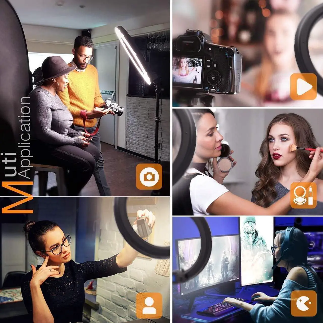 Alt view image 4 of 7 - Ring Light, 19" Bi-Color LCD Display Ring Light with Stand, 55W 3000-5800K CRI97 Light Ring for Vlogging Selfie-Portrait Live Stream Video Photography Shooting
