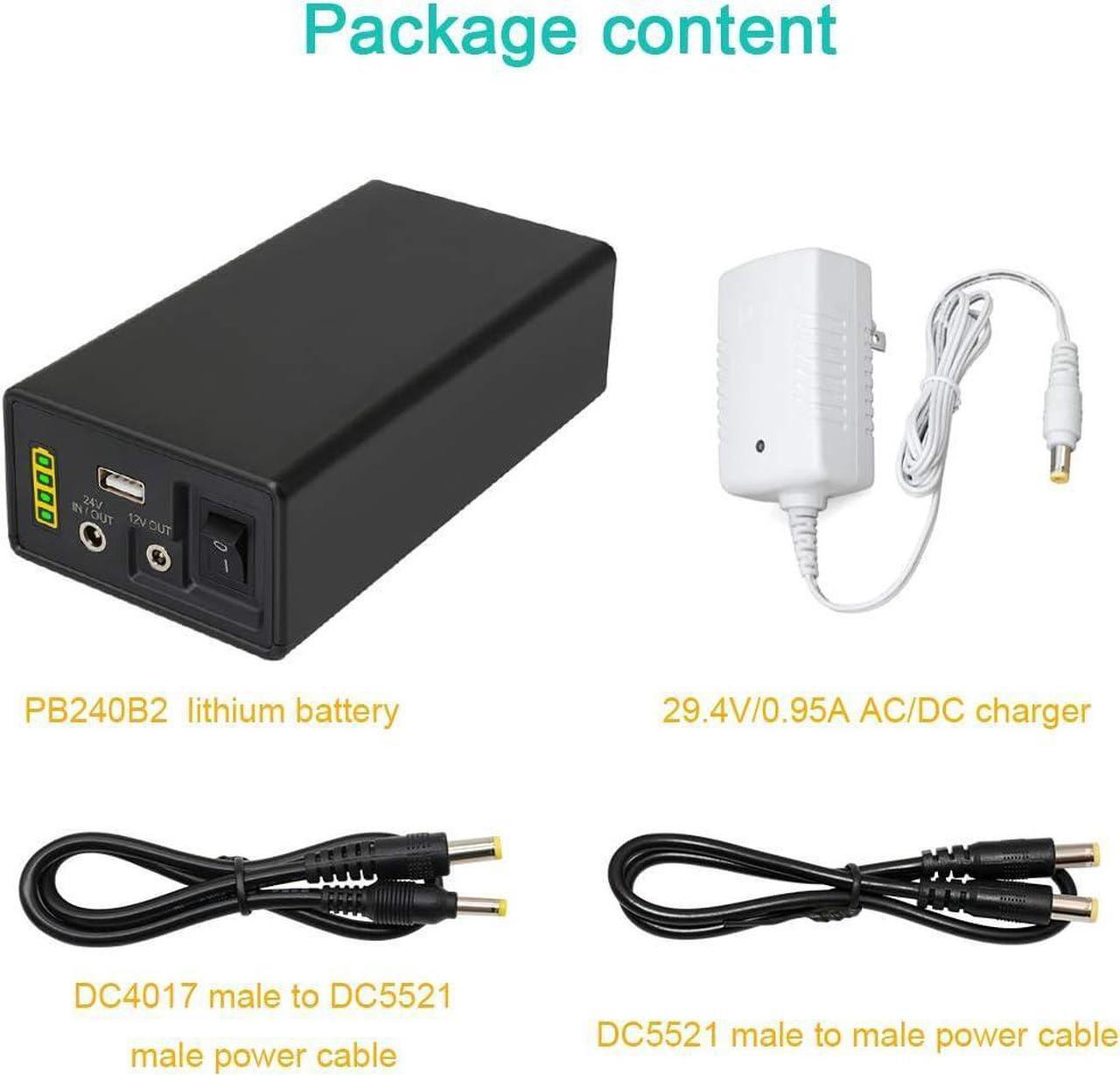 Alt view image 6 of 6 - 12/24V Lithium ion Battery Pack PB240B2, Rechargeable 35000mAh 129.5Wh Li-ion Batteries with DC 24/12 Volt and 5V USB Output for LED Light Strip, CCTV Camera, Smartphone and more