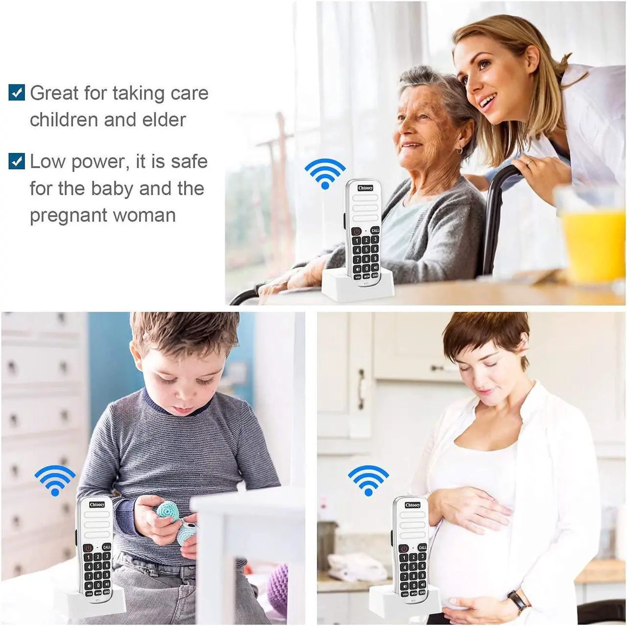 Alt view image 6 of 7 - Rechargeable Handheld Intercoms Wireless for Home 1 Mile Range 10 Channel, Wireless Intercom System for Home Business Office, Home Room to Room Communication System (2 Packs, White)