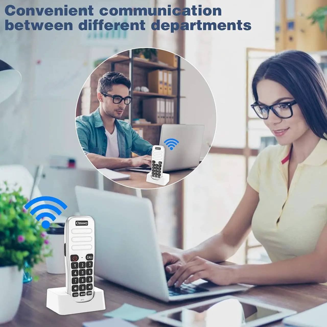 Alt view image 5 of 7 - Rechargeable Handheld Intercoms Wireless for Home 1 Mile Range 10 Channel, Wireless Intercom System for Home Business Office, Home Room to Room Communication System (2 Packs, White)