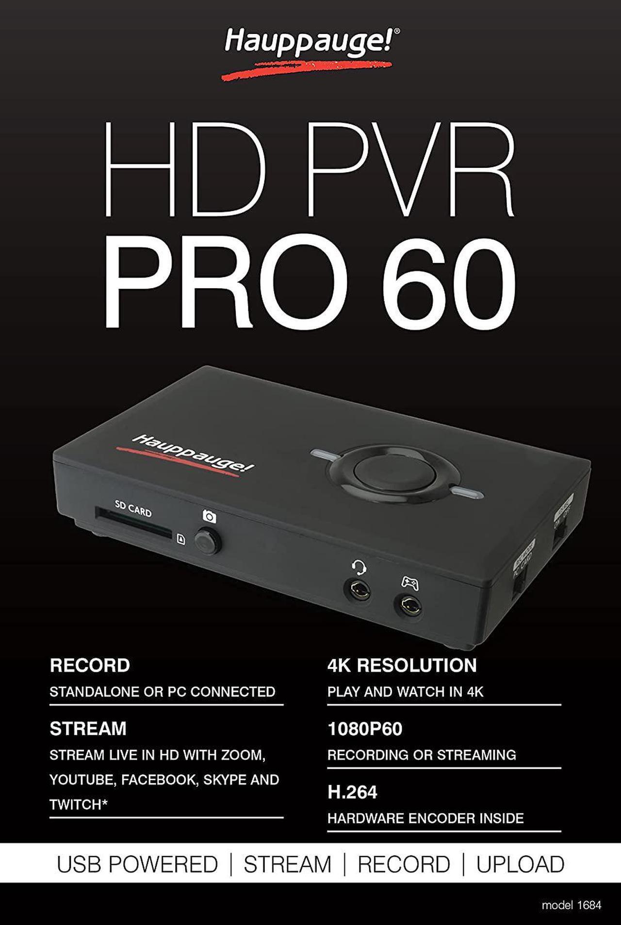 Alt view image 6 of 7 - HAUPPAUGE HD PVR Pro 60 HD 4K in/Out 1080P 60fps Capture and Streaming PC Connected and Stand Alone for Zoom Skype YouTube Live and Twitch 1684