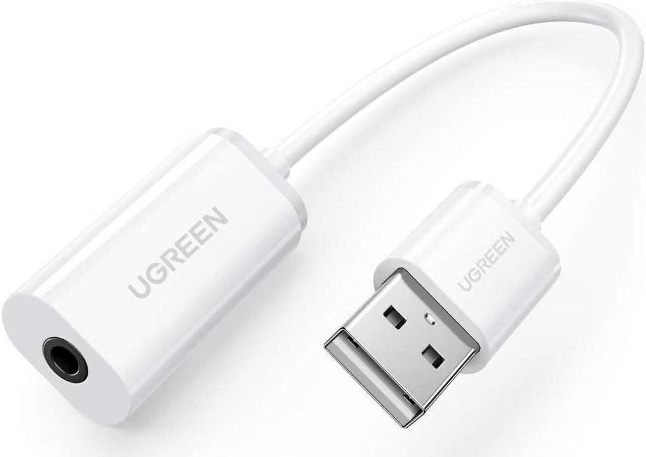 UGREEN USB External Sound Card Audio Adapter with 3.5mm Combo Aux Stereo Converter for Headset, Mac, PS5, PC, Laptop, Desktops, Windows, and Linux White