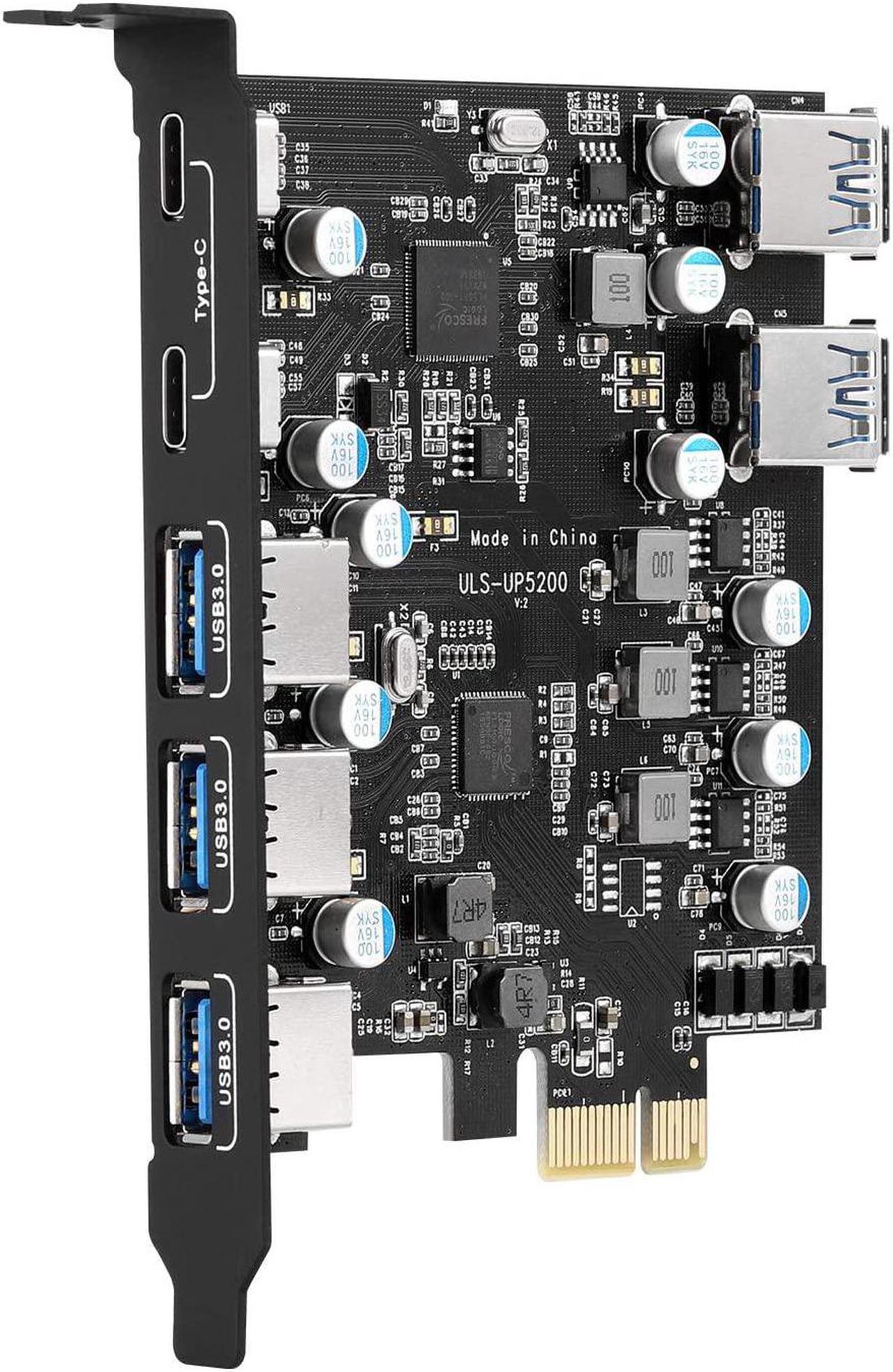 PCIe Gen3 x2 USB 3.2/3.1 Card ASM3142- PCI Express to 4-Port Type C HUB Internal Expansion Card Controller Adapter PCI Express Card Desktop PC Support Multiple INs