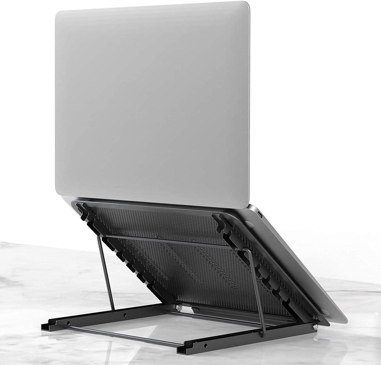 Main image of Laptop Stand for Desk, Foldable Portable Ventilated Desktop Laptop Holder, Universal Lightweight Adjustable Ergonomic Tray Cooling (Black)