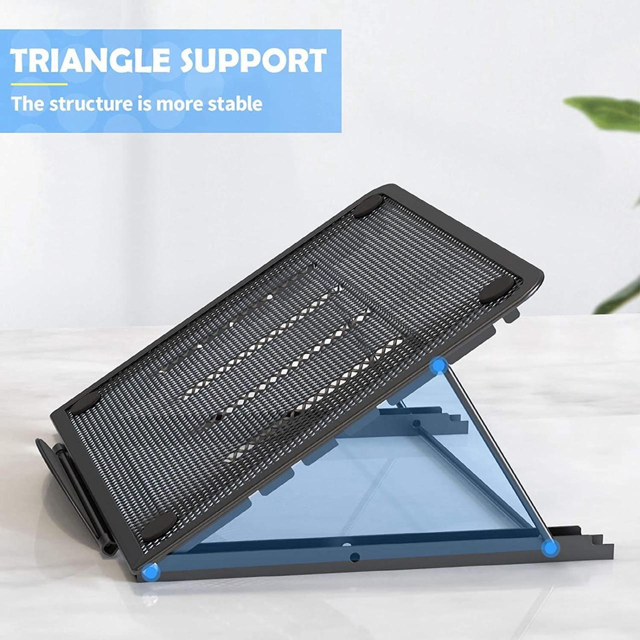Alt view image 5 of 7 - Laptop Stand for Desk, Foldable Portable Ventilated Desktop Laptop Holder, Universal Lightweight Adjustable Ergonomic Tray Cooling (Black)