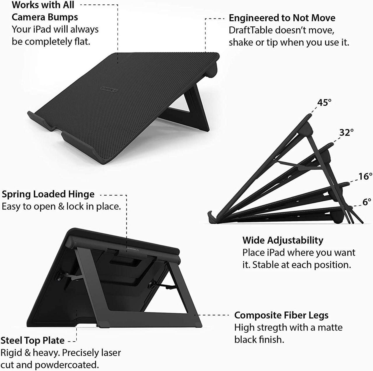 Alt view image 2 of 7 - DraftTable V2 for iPad Pro (Full Kit) : Rock-Solid & Adjustable | Tablet Stand Holder Dock for Drawing | iPad Pro Air Mini Nexus Kindle Laptop Stand