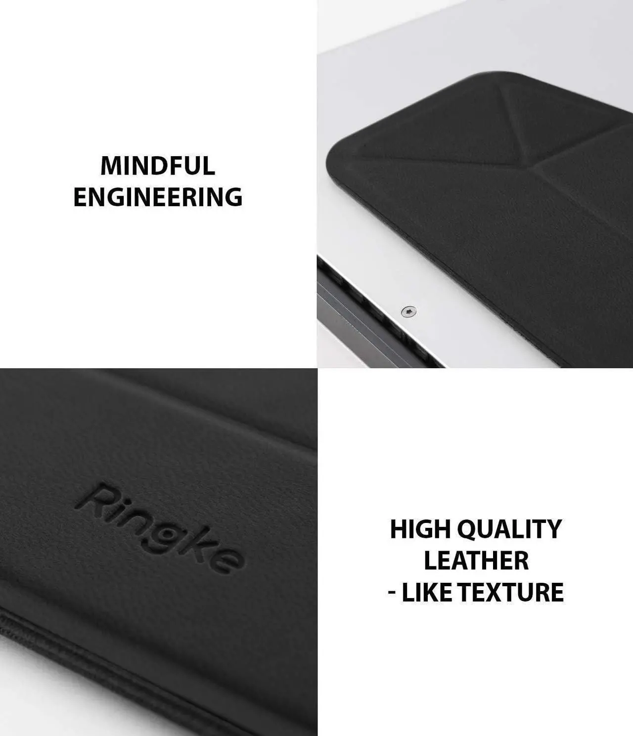 Alt view image 3 of 7 - Ringke Laptop Stand Anti-Slide Smart Folding Portable Slim and Weightless Adhesive Stand for Laptop, iPad, Tablet, and More - Black