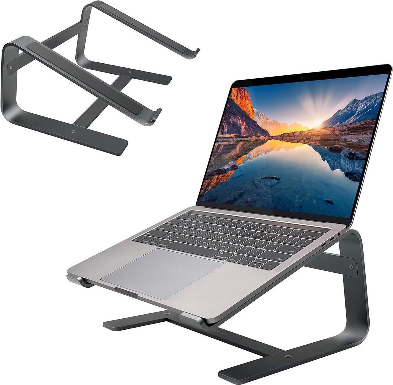 Macally Aluminum Laptop Stand for Desk - Works with All MacBook /Pro/Air & Laptops Between 10\u201d to 17.3\u201d - Sleek and Sturdy Laptop Riser - (ASTANDSG), Space Gray