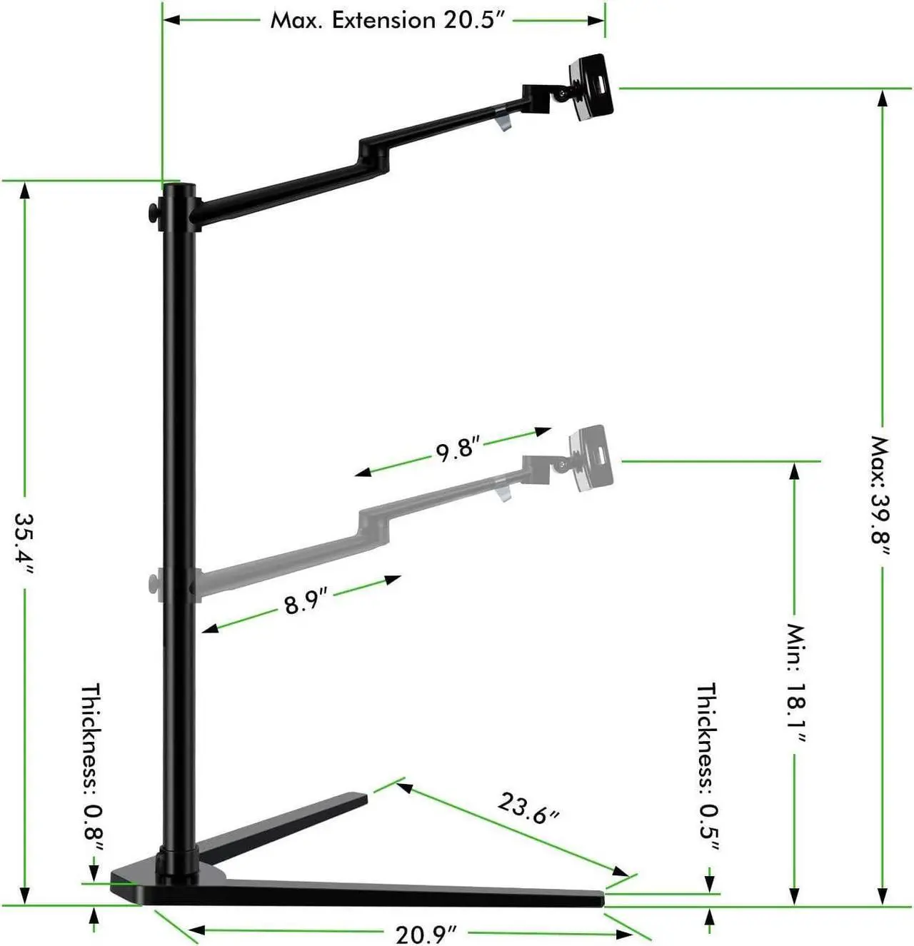 Alt view image 4 of 4 - 3 in 1 360 Degree Rotating Height Adjustable Laptop Tablet Stand for Bed,Floor,Compatible with Ipad Ipad Mini,MacBook Pro/Air,MS Surface Pro,MS Surface Book Stand