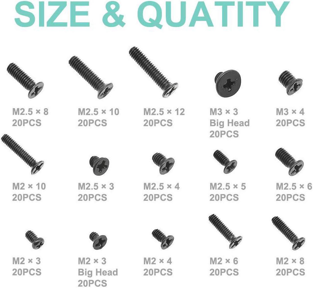 Alt view image 2 of 5 - QTEATAK 300Pcs Black Laptop Notebook Computer Replacement Screws Kit for Lenovo Toshiba Gateway Samsung HP IBM Dell Sony Acer Asus SSD Hard Disk SATA