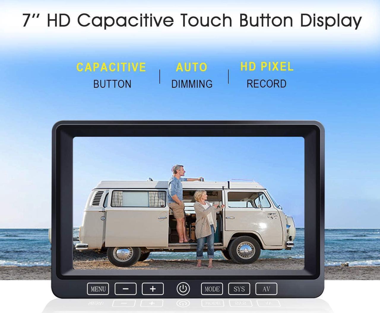 Alt view image 2 of 7 - Digital Wireless Backup Camera System Kit,HD 1080P & IP69 Waterproof Wireless Reverse Rear View Camera + 7 DVR Split Touch Monitor w/Recording for RV/Truck/Trailer/Motorhome-B701