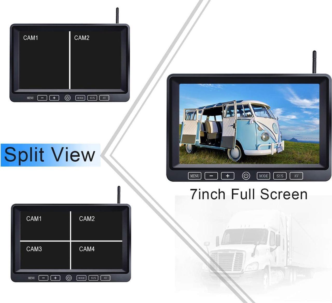 Alt view image 5 of 7 - Digital Wireless Backup Camera System Kit,HD 1080P & IP69 Waterproof Wireless Reverse Rear View Camera + 7 DVR Split Touch Monitor w/Recording for RV/Truck/Trailer/Motorhome-B701
