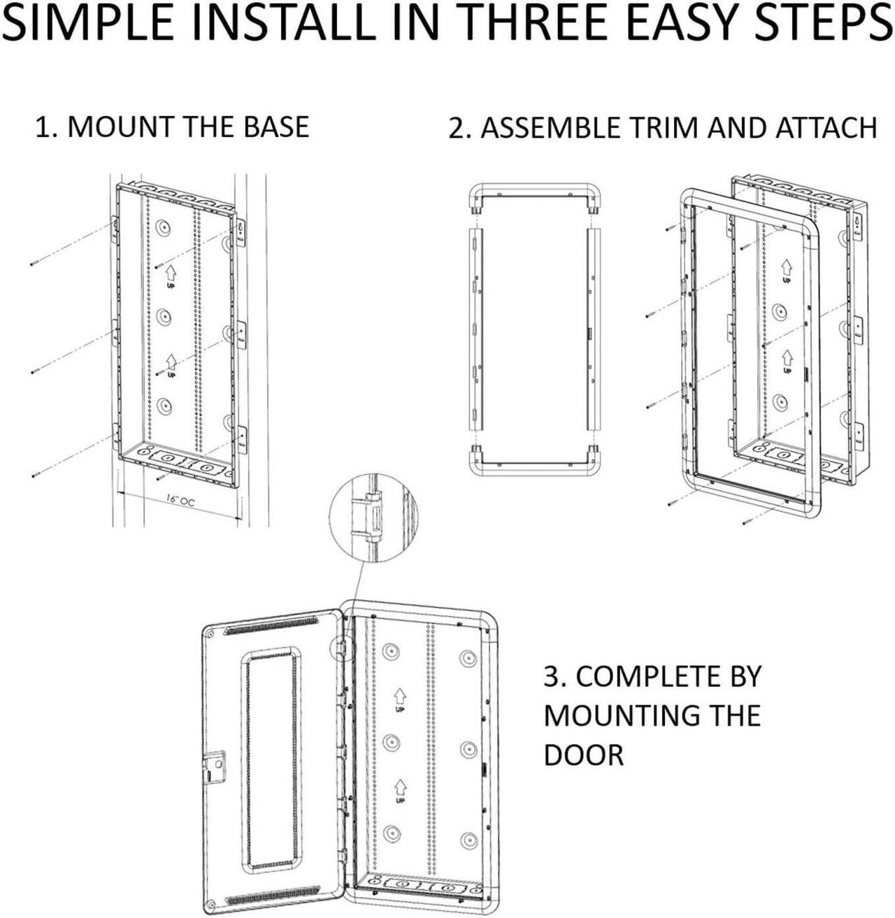 Alt view image 2 of 7 - Legrand - OnQ 20 Inch Media Enclosure, Wifi Electrical Box, Cable Management Box for Distribution of Networking Service, Recessed Media Box Lets Signal Through, White, ENP2050-NA