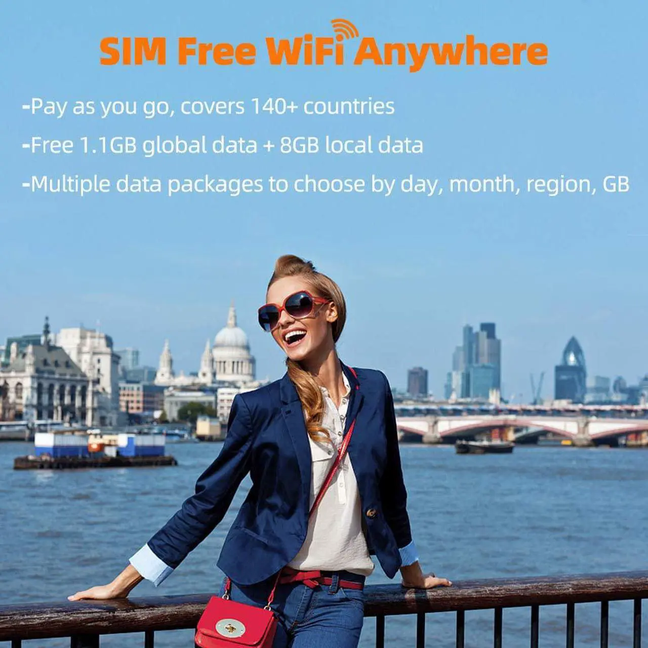 Main image of GlocalMe DuoTurbo 4G LTE Portable WiFi Mobile Hotspot Device for Travel, SIMFREE, No Contract, with Lifetime US 8GB & Global 1GB Data in 150+ Countries, Support 10 Devices Connected (White)