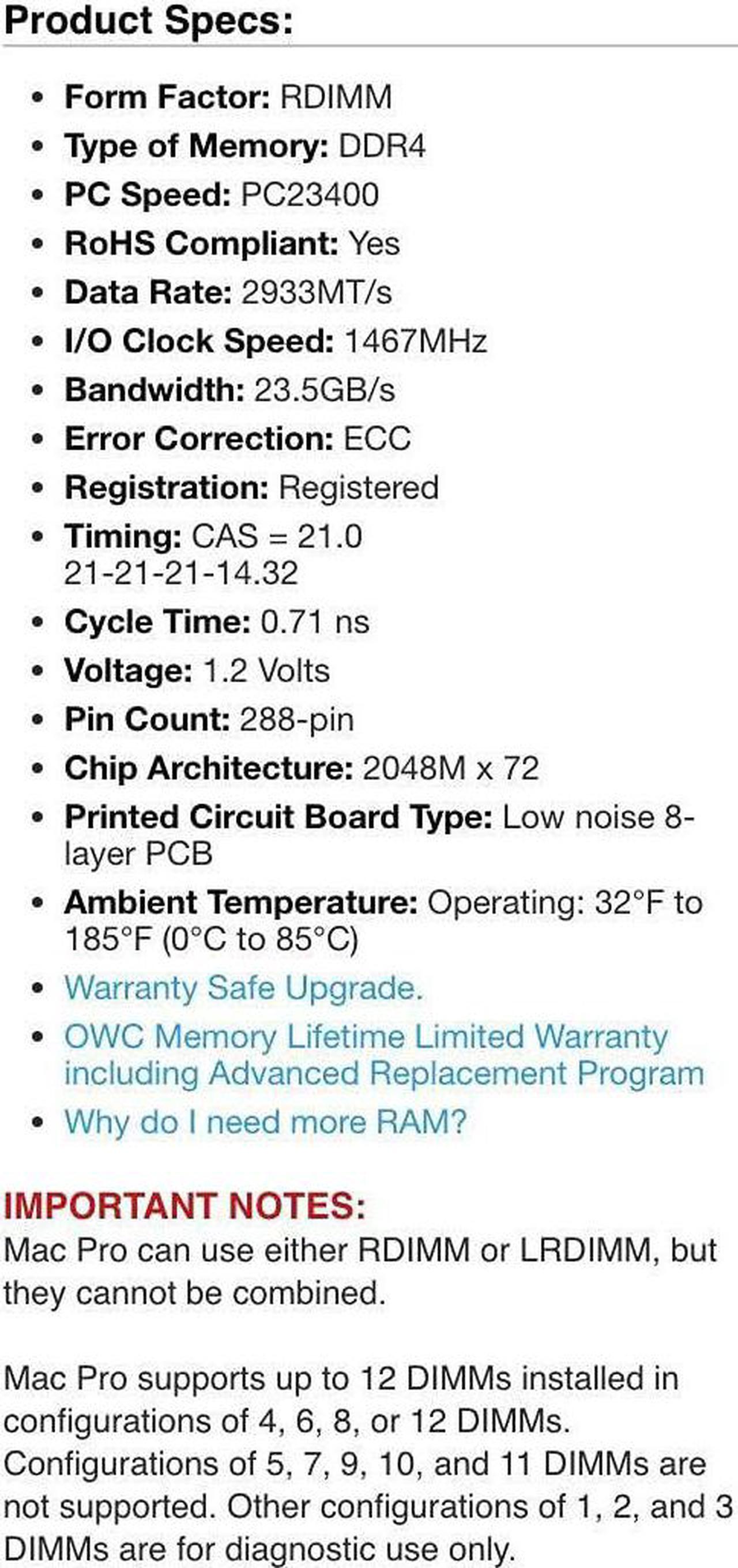 Alt view image 5 of 6 - 16 gb (1 x 16gb) pc23400 2933mhz ddr4 rdimm for mac pro 2019 models (macpro7,1)