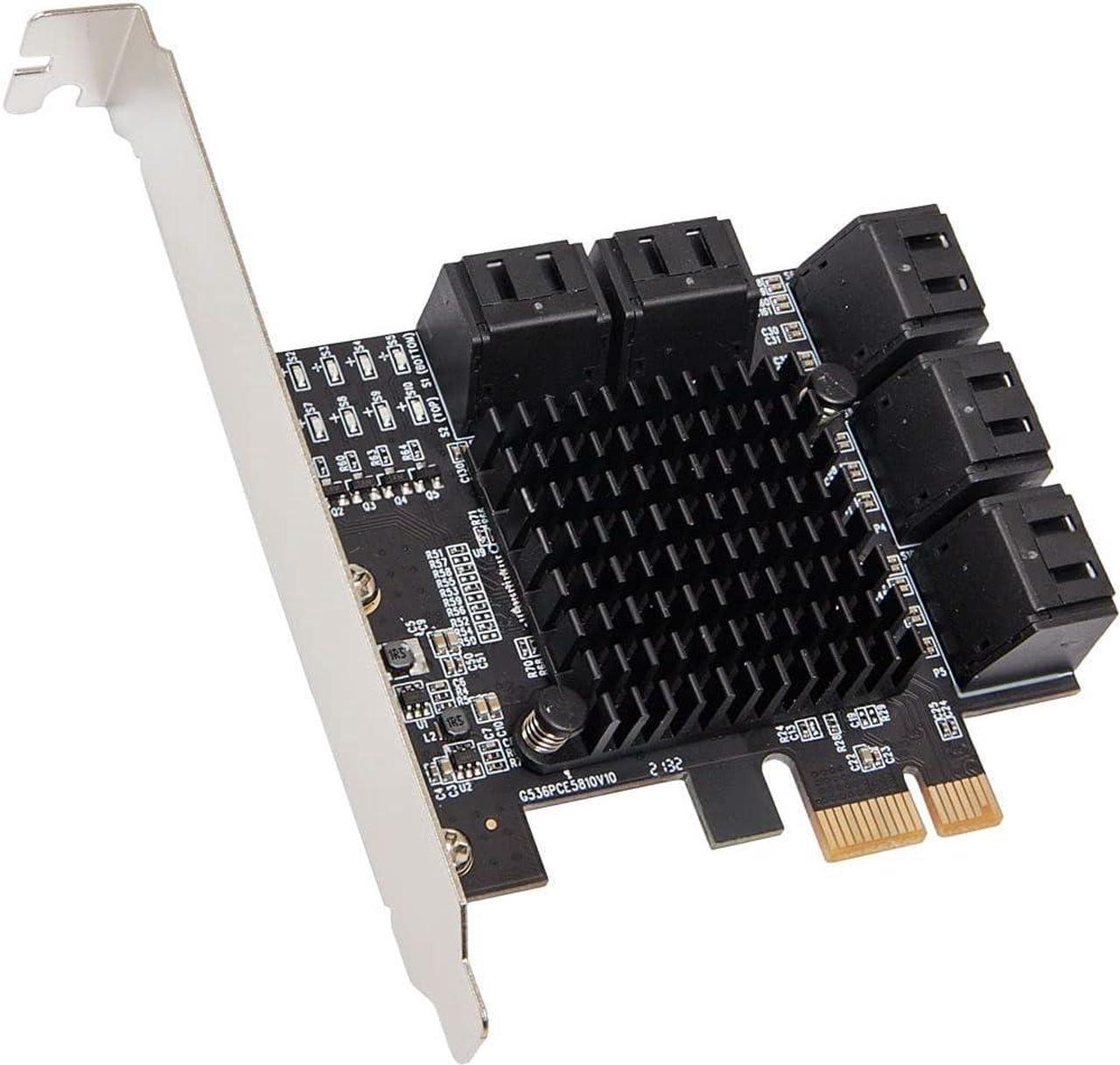 IO CREST 10 Port SATA III to PCIe 3.0 x1 Non-RAID Expansion Card JMB582 Low Profile Bracket, (SY-PEX40167)