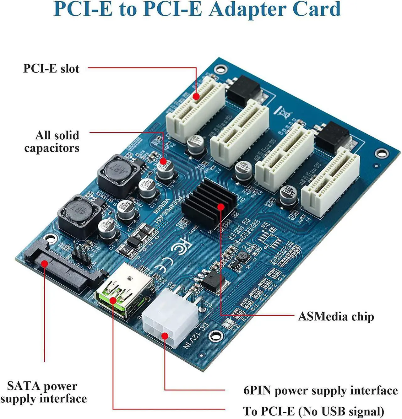 Alt view image 3 of 7 - MZHOU PCI-E to PCI-E Adapter Card PCI-E 1X to 4X PCIe USB3.0 Converter Extender Adapter Card Expansion Kit for Windows Linux Mac