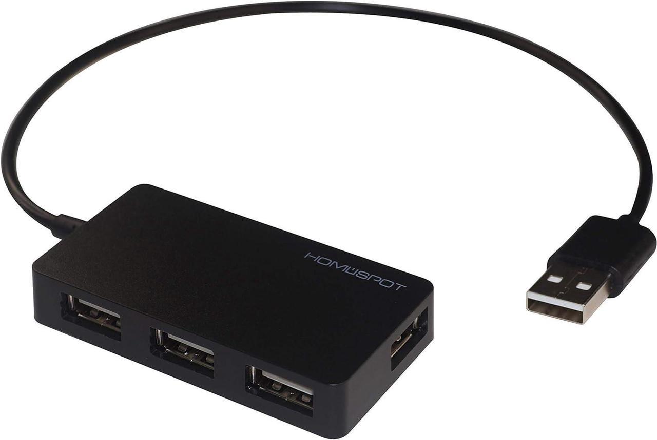 HomeSpot USB2.0 Hub 4-Port High Speed with Long Extension Cable Compatible with Windows 7/8/10 OSX Linux