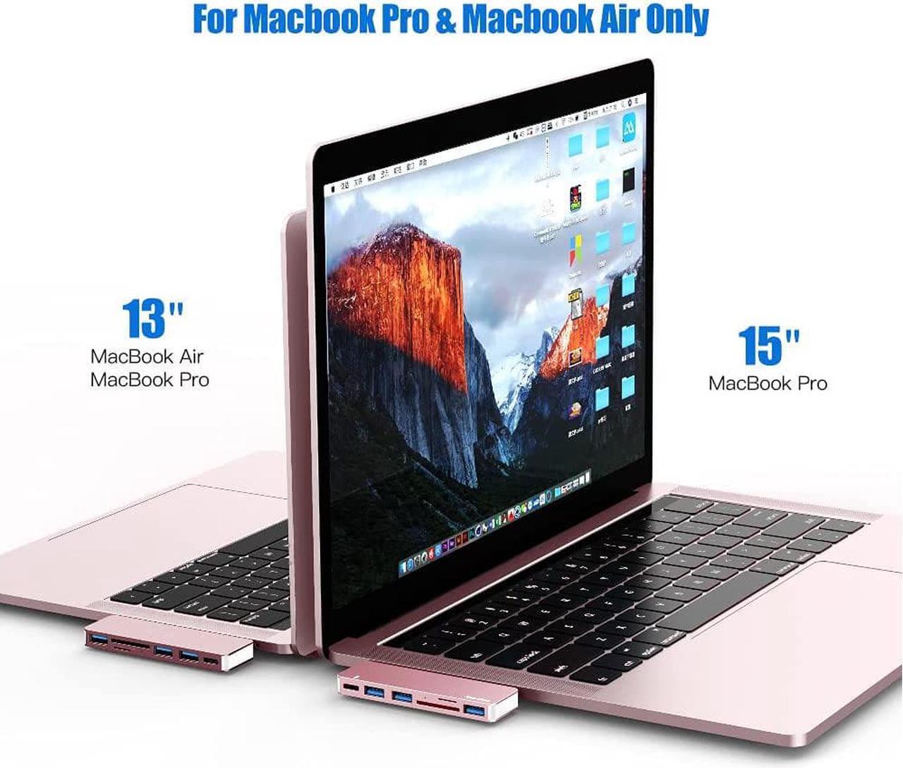 Alt view image 6 of 6 - RayCue USB C Hub Adapter for MacBook Pro/Air M1 M2 M3 2023-2016, 6 in-1 USB-C Accessories Compatible with MacBook Pro 13 and 15 with 3 USB 3.0 Ports, TF/SD Card Reader, USB-C Power Delivery (Pink)
