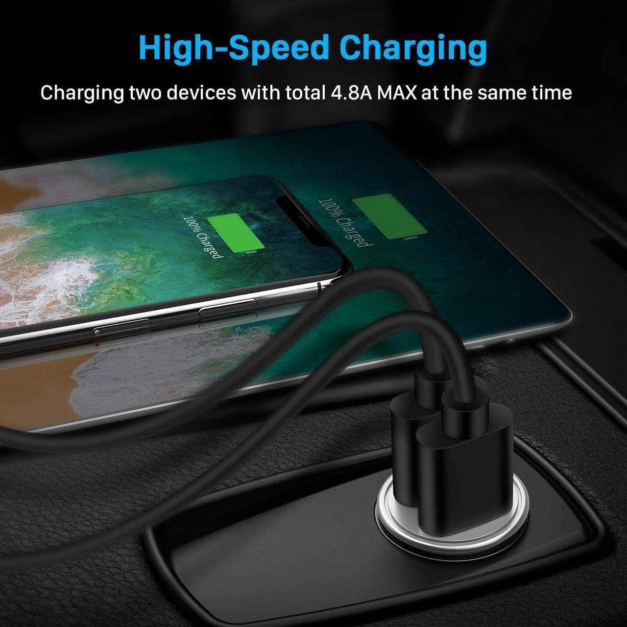 Alt view image 5 of 7 - BoxWave Car Charger Compatible with Panasonic Lumix S5IIX (DC-S5M2X) - Minimus Car Charger with DirectSync Cable (4W), Tiny Small Minimal Compact Dual Car Charger - Jet Black