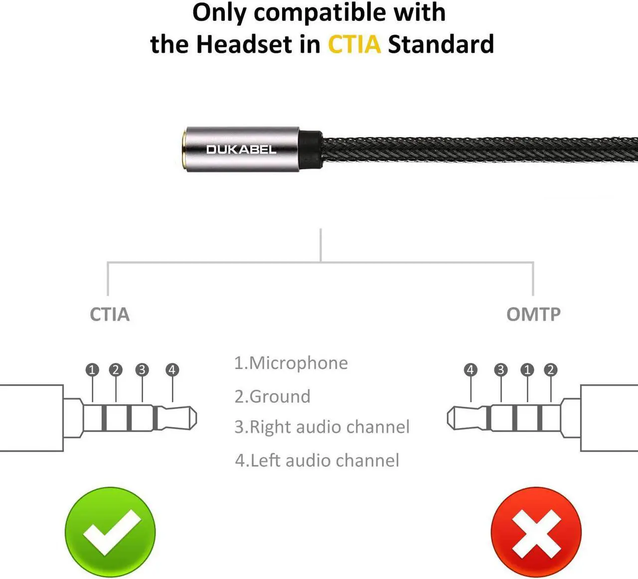 Alt view image 2 of 7 - Headset Splitter Cable Gold-Plated & Strong Braided Y Splitter Audio Cable Separate Microphone Headphone Port Gaming Headset Splitter PC Earphone Adapter VoIP Phone -TopSeries (12inch / 30cm)