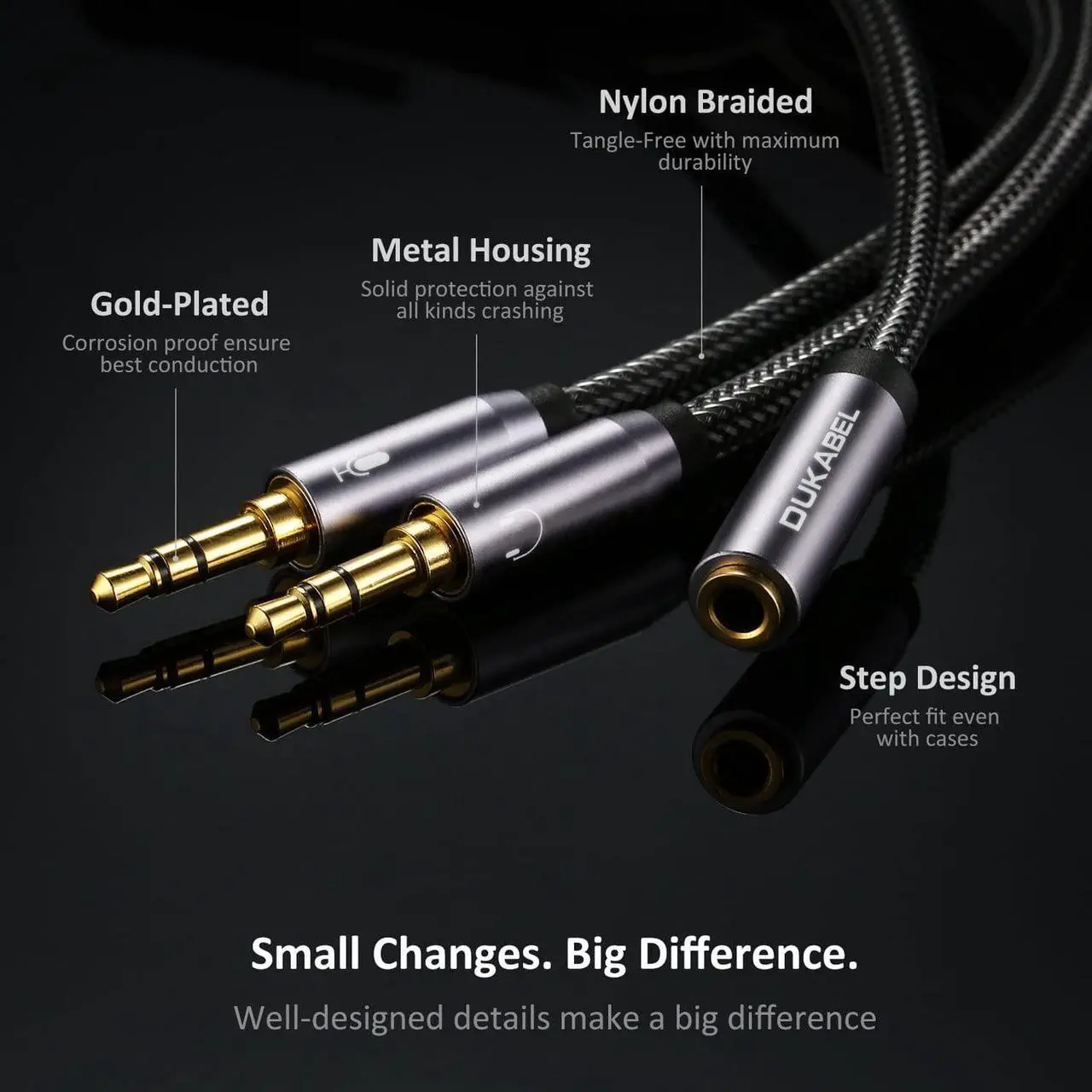 Alt view image 5 of 7 - Headset Splitter Cable Gold-Plated & Strong Braided Y Splitter Audio Cable Separate Microphone Headphone Port Gaming Headset Splitter PC Earphone Adapter VoIP Phone -TopSeries (12inch / 30cm)