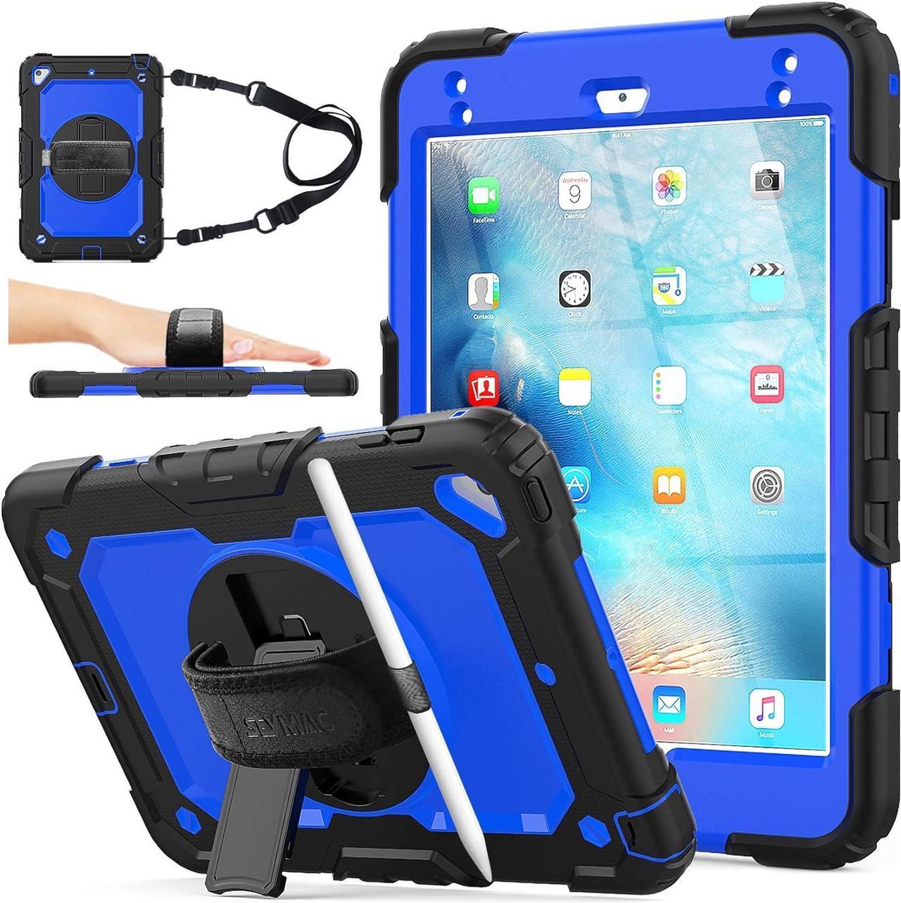 Case for Pad Mini 5/4, Protection [Full-Body] Case with 360 Degrees Rotating Stand [Pencil Holder] [Screen Protector] Hand Strap for Pad Mini 5th/4th Generation 7.9 inch(Blue+Black)