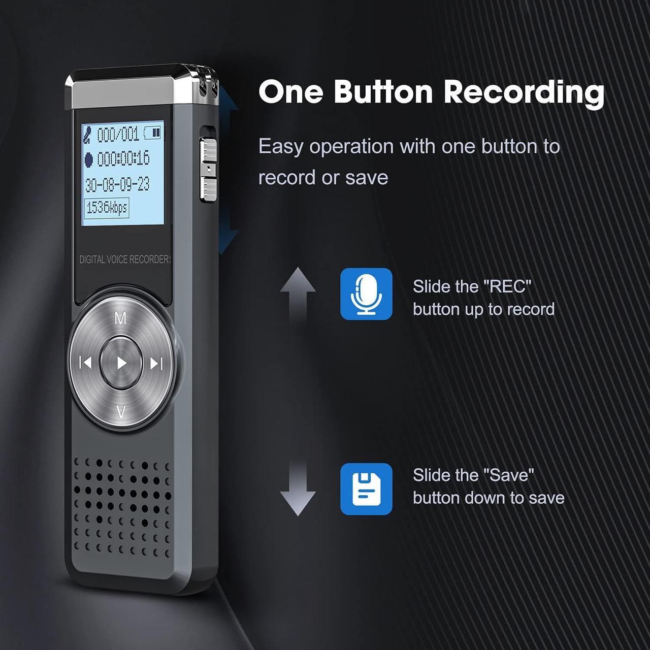 Alt view image 5 of 7 - Digital Voice Recorder, KINPEE 16GB Audio Sound Recorder Portable MP3 Recorder Dictaphone for Meeting Lecture Rechargeable Recording Device Voice Activated Recorder with Playback for Interview